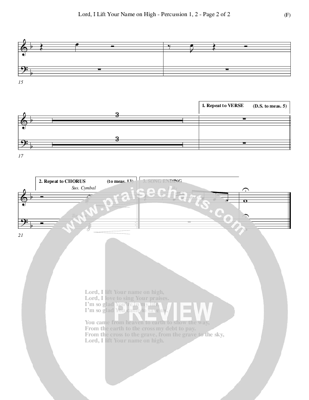 Lord I Lift Your Name On High Percussion 1/2 (Rick Founds)