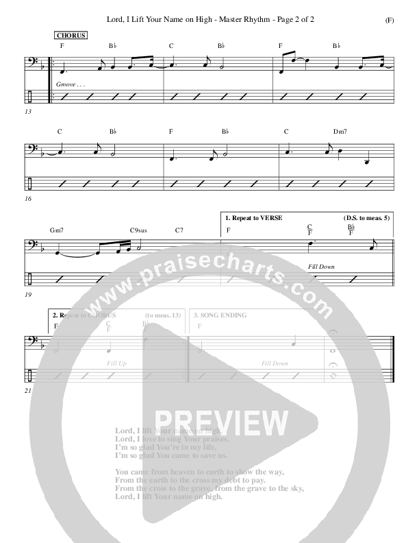 Lord I Lift Your Name On High Rhythm Chart (Rick Founds)