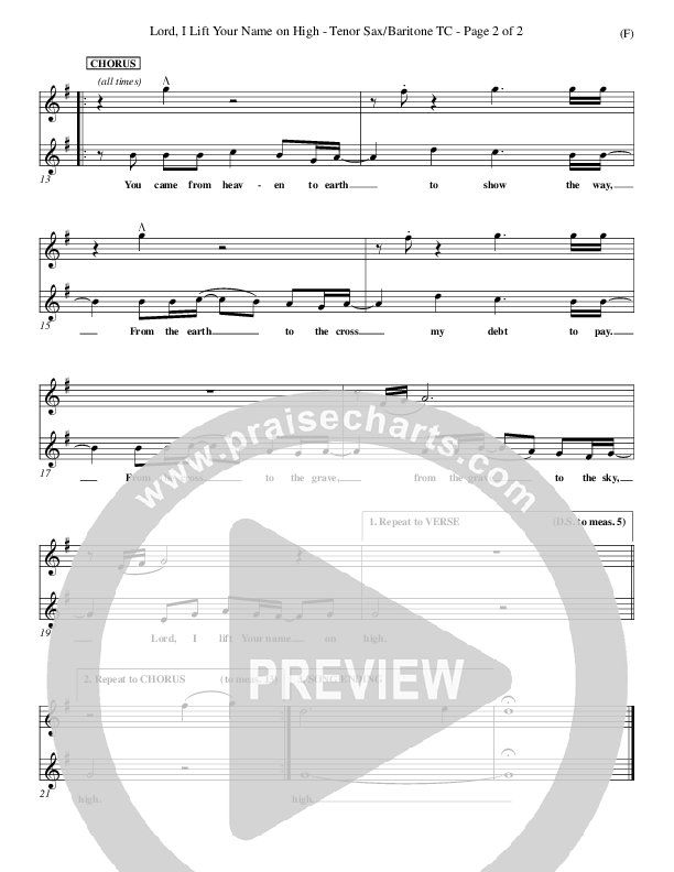 Lord I Lift Your Name On High Tenor Sax 2 (Rick Founds)