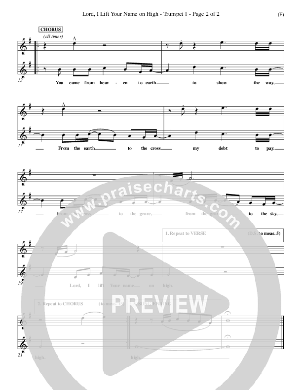 Lord I Lift Your Name On High Trumpet 1 (Rick Founds)