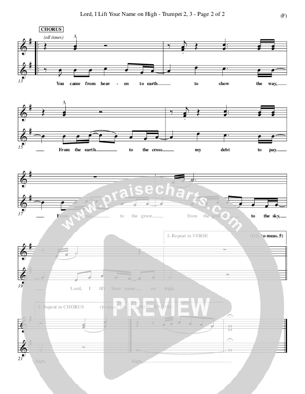 Lord I Lift Your Name On High Trumpet 2/3 (Rick Founds)