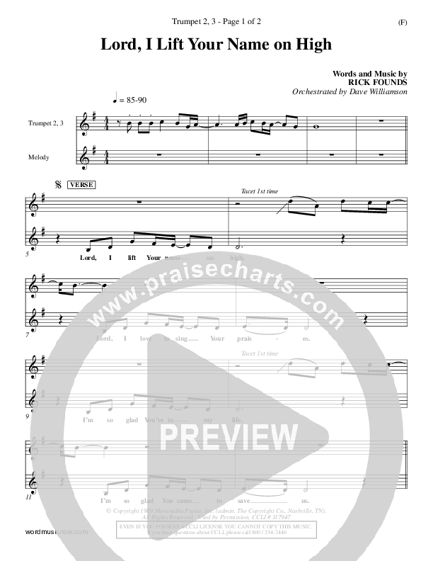 Lord I Lift Your Name On High Trumpet 2/3 (Rick Founds)