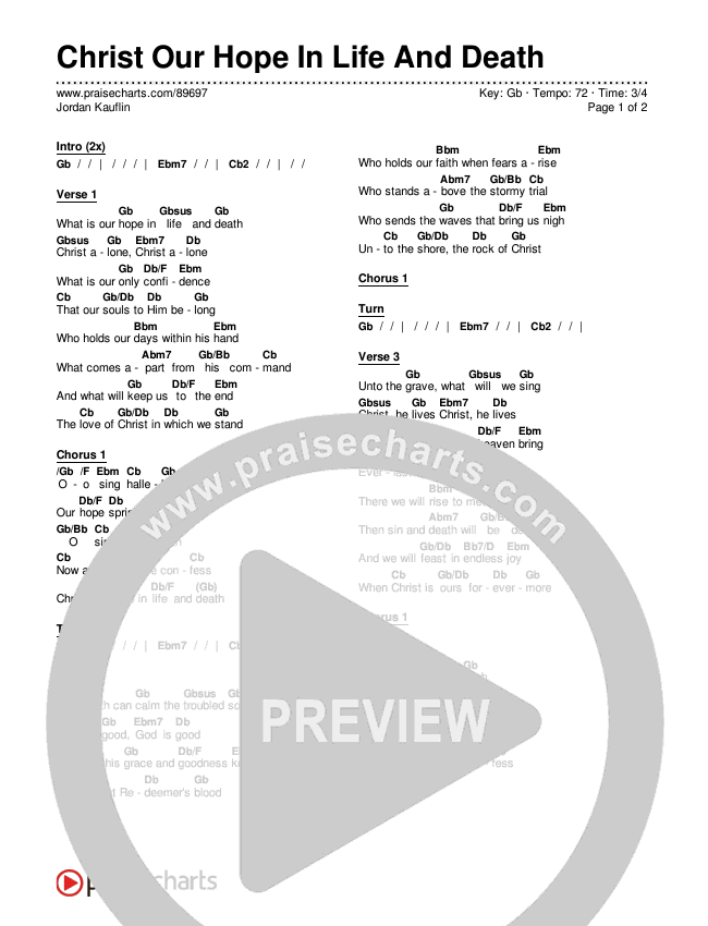 Christ Our Hope In Life And Death Chords & Lyrics (Jordan Kauflin)