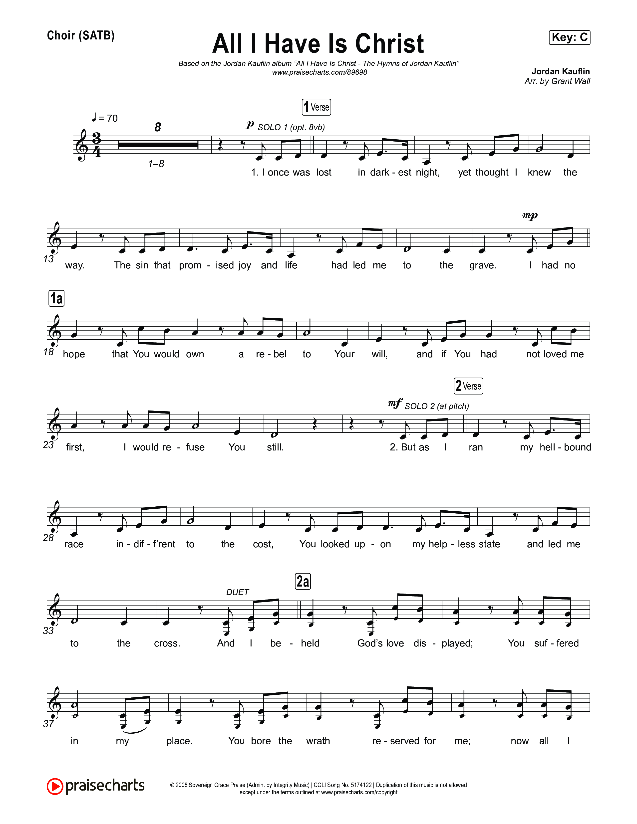 All I Have Is Christ Choir Sheet (SATB) (Jordan Kauflin)