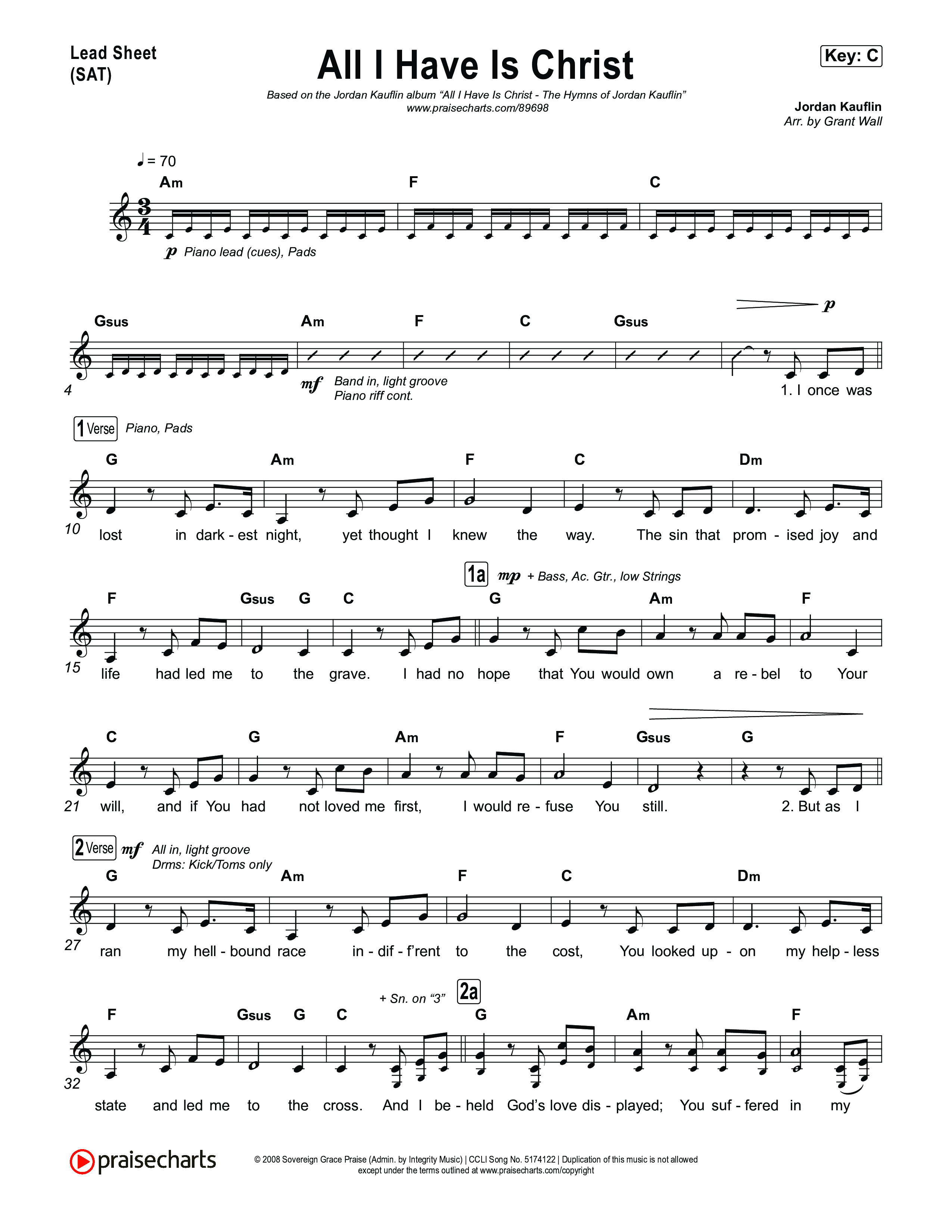 All I Have Is Christ Lead Sheet (SAT) (Jordan Kauflin)
