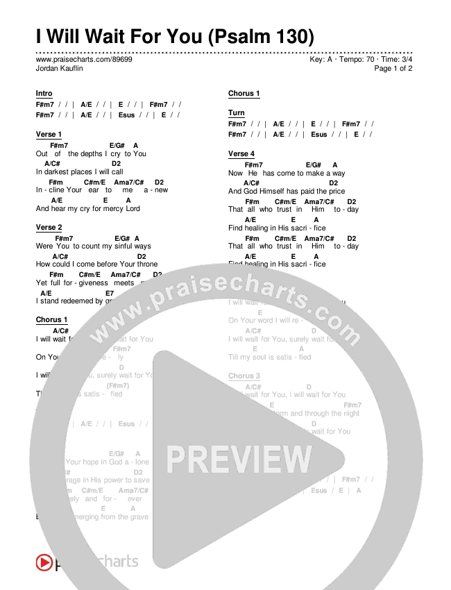 I Will Wait For You (Psalm 130) Chords & Lyrics (Jordan Kauflin)