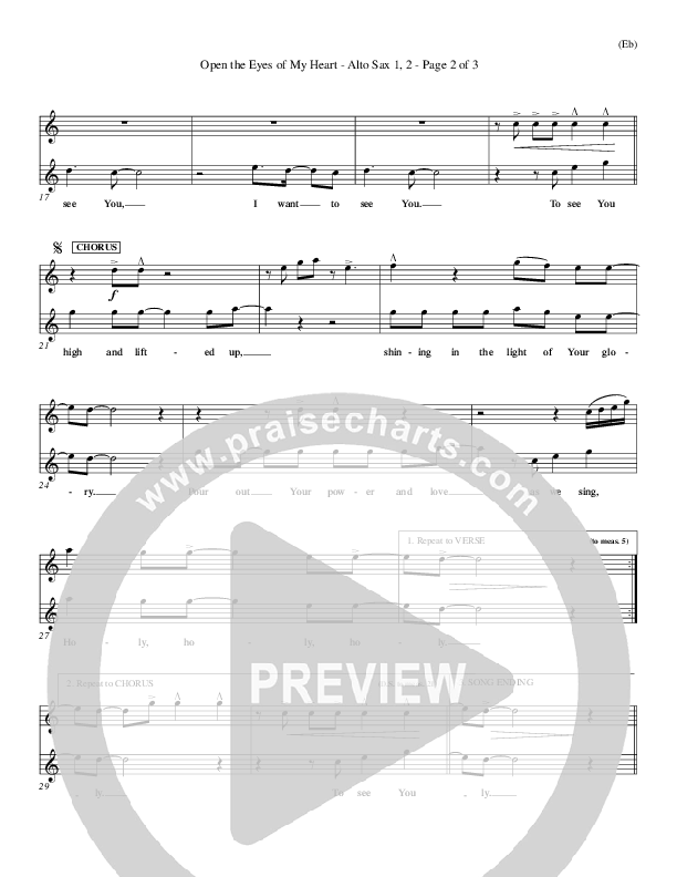 Open The Eyes Of My Heart Alto Sax (Paul Baloche)