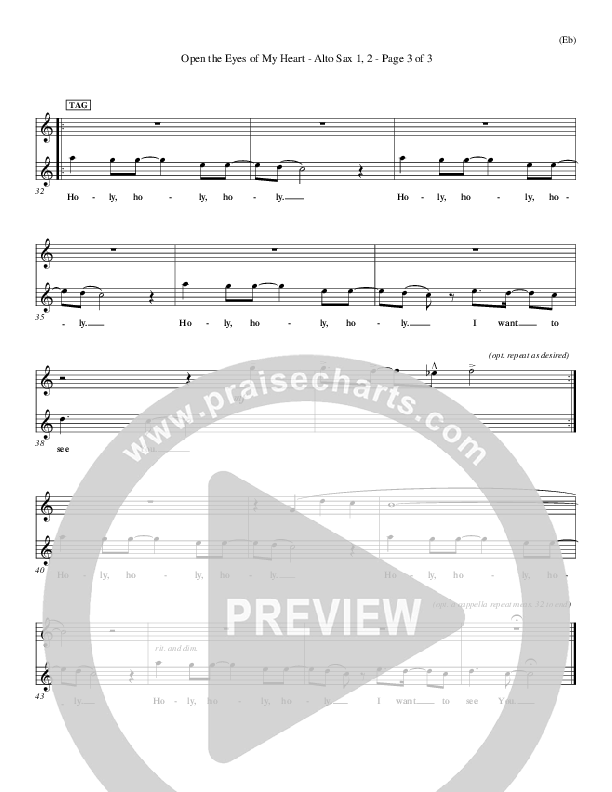 Open The Eyes Of My Heart Alto Sax (Paul Baloche)