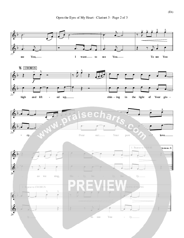 Open The Eyes Of My Heart Clarinet 3 (Paul Baloche)