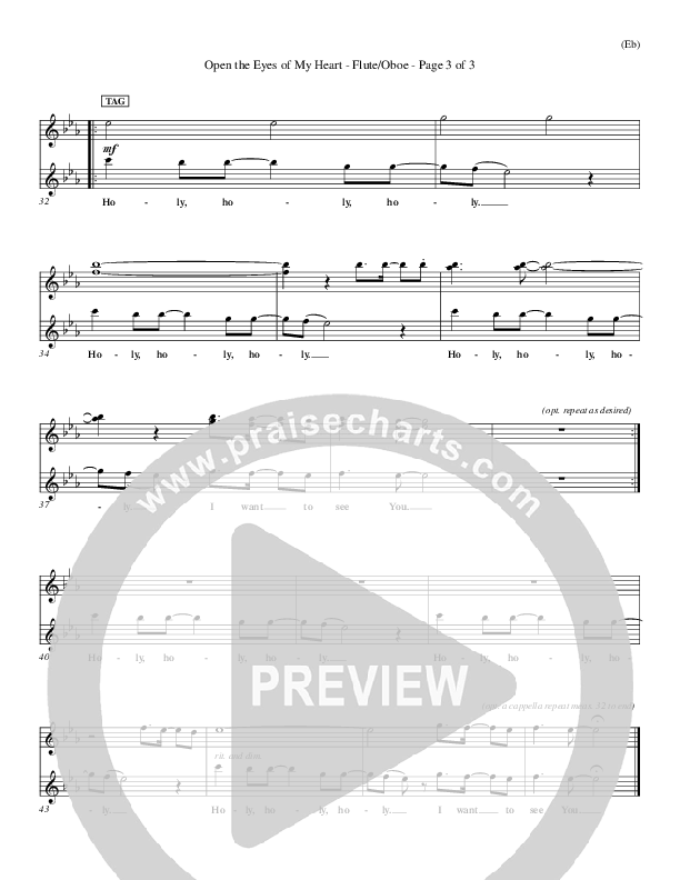 Open The Eyes Of My Heart Flute/Oboe (Paul Baloche)