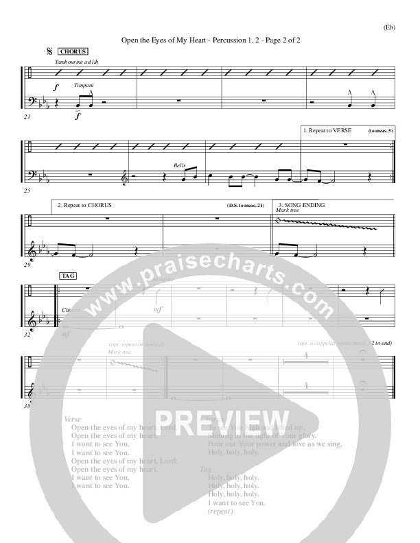 Open The Eyes Of My Heart Percussion 1/2 (Paul Baloche)