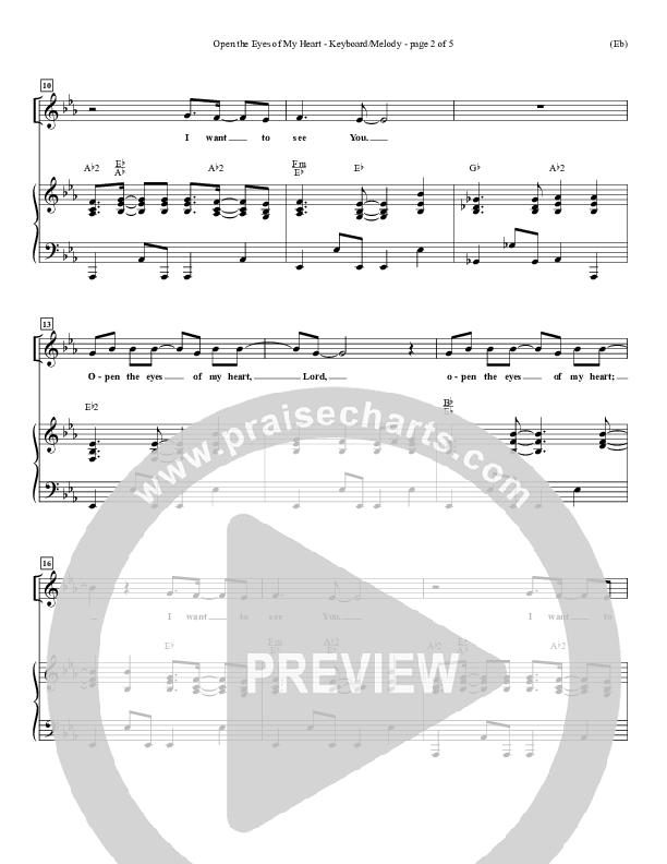 Open The Eyes Of My Heart Piano Sheet (Paul Baloche)