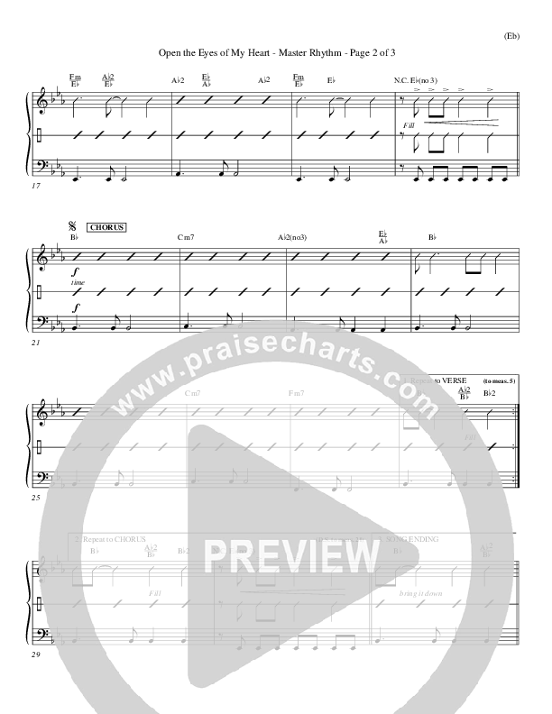 Open The Eyes Of My Heart Rhythm Chart (Paul Baloche)