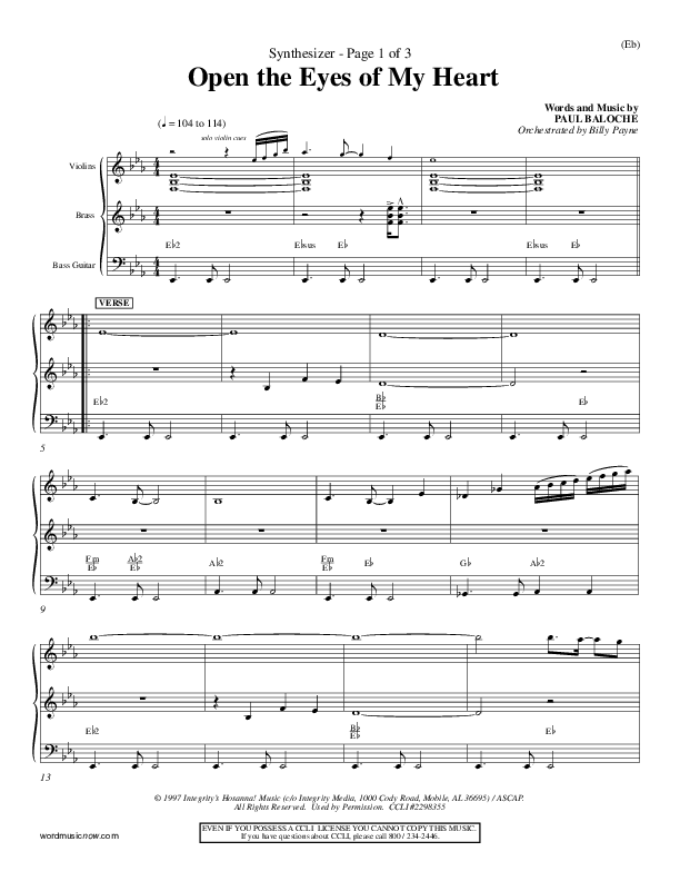 Open The Eyes Of My Heart Synth (Paul Baloche)