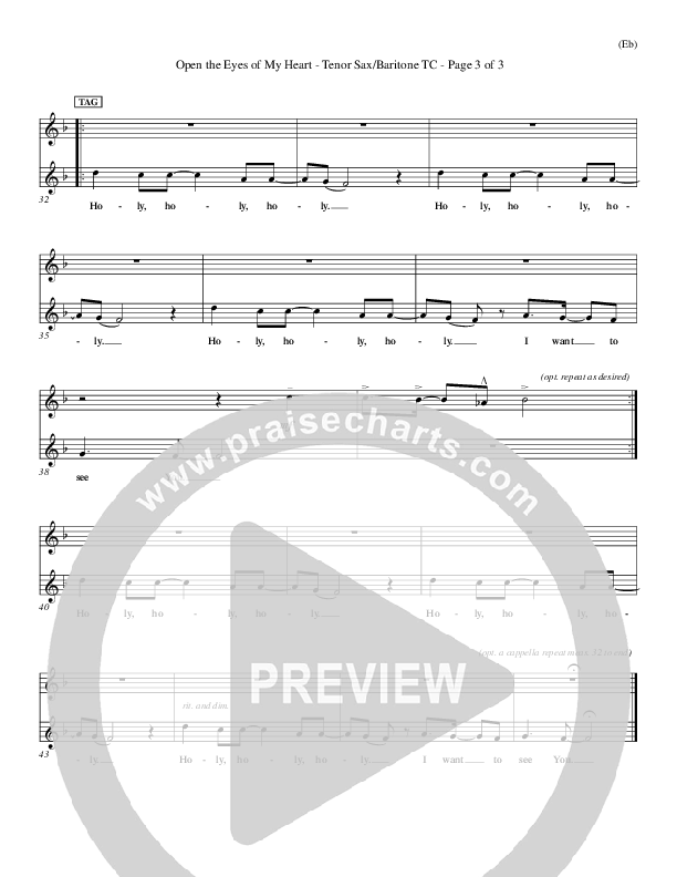 Open The Eyes Of My Heart Tenor Sax 2 (Paul Baloche)