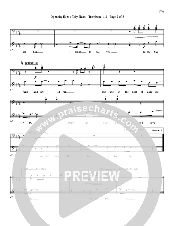 Open The Eyes Of My Heart Trombone (Paul Baloche)