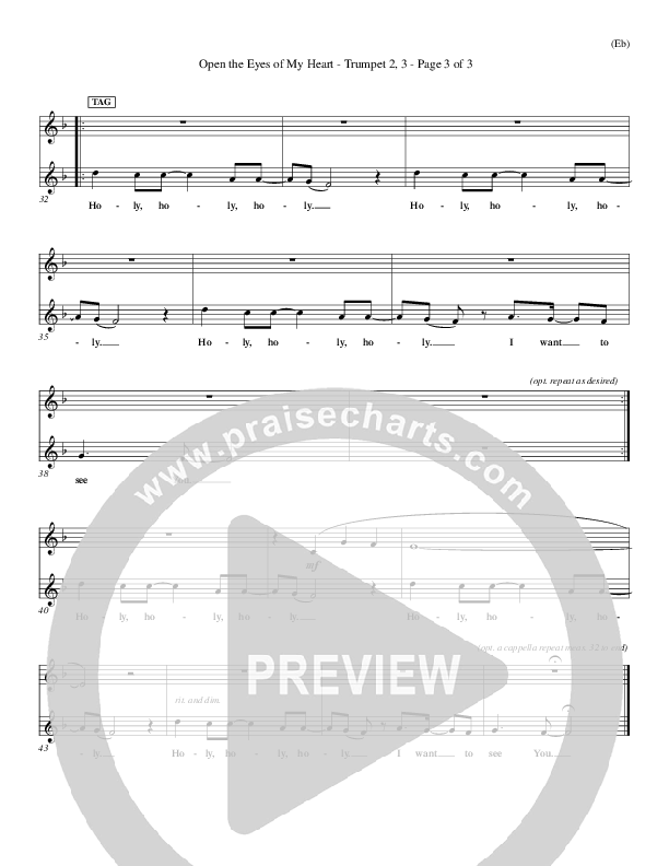 Open The Eyes Of My Heart Trumpet (Paul Baloche)