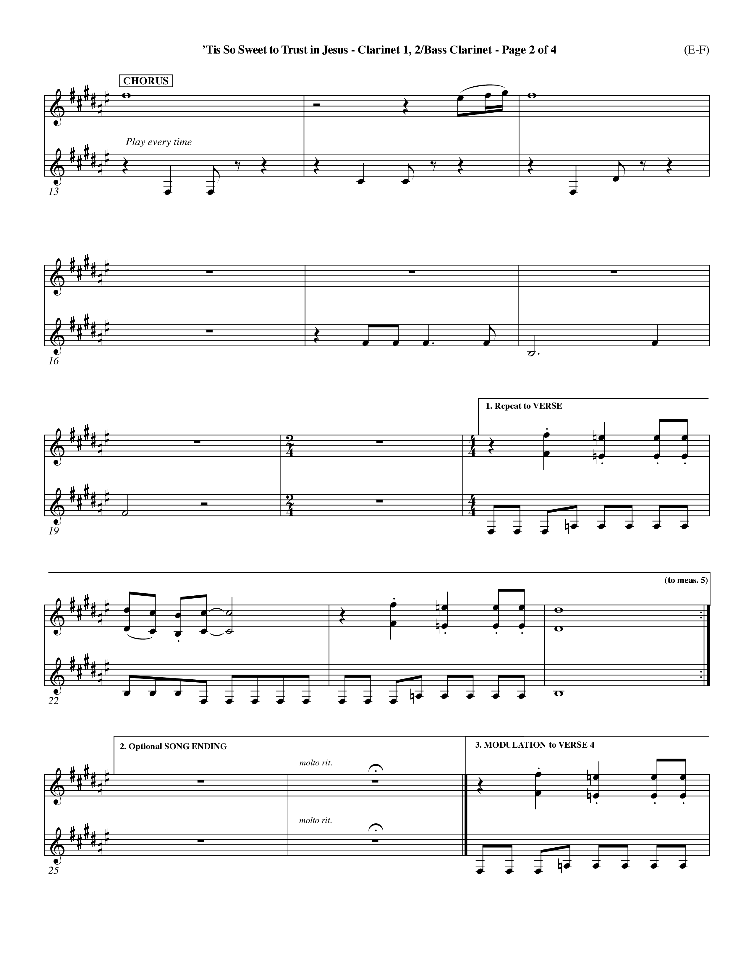 Tis So Sweet To Trust In Jesus (Choral Anthem SATB) Clarinet 1/2, Bass Clarinet (Word Music Choral / Arr. Travis Cottrell / Orch. Dave Williamson / Orch. Keith Christopher)