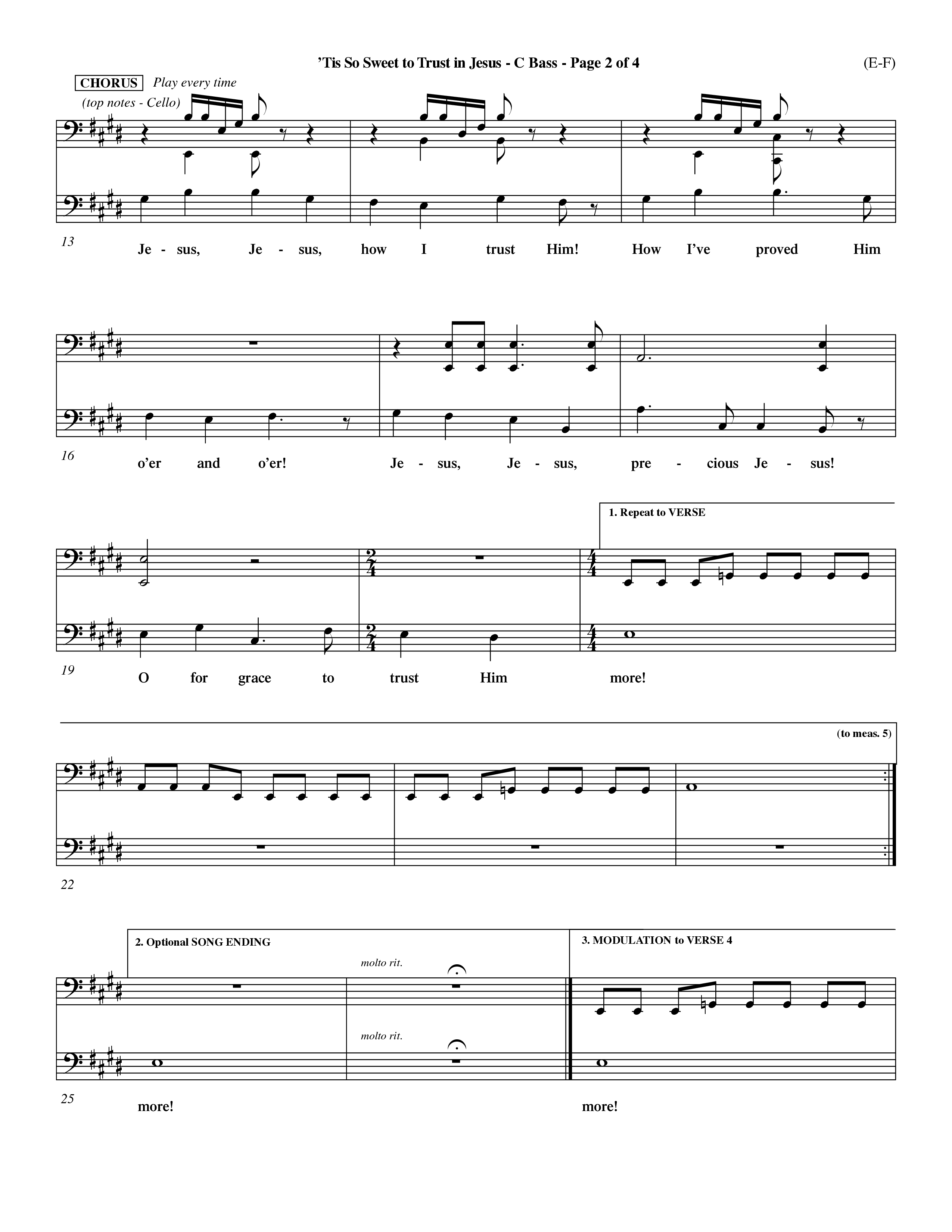 Tis So Sweet To Trust In Jesus (Choral Anthem SATB) Contrabass (Word Music Choral / Arr. Travis Cottrell / Orch. Dave Williamson / Orch. Keith Christopher)