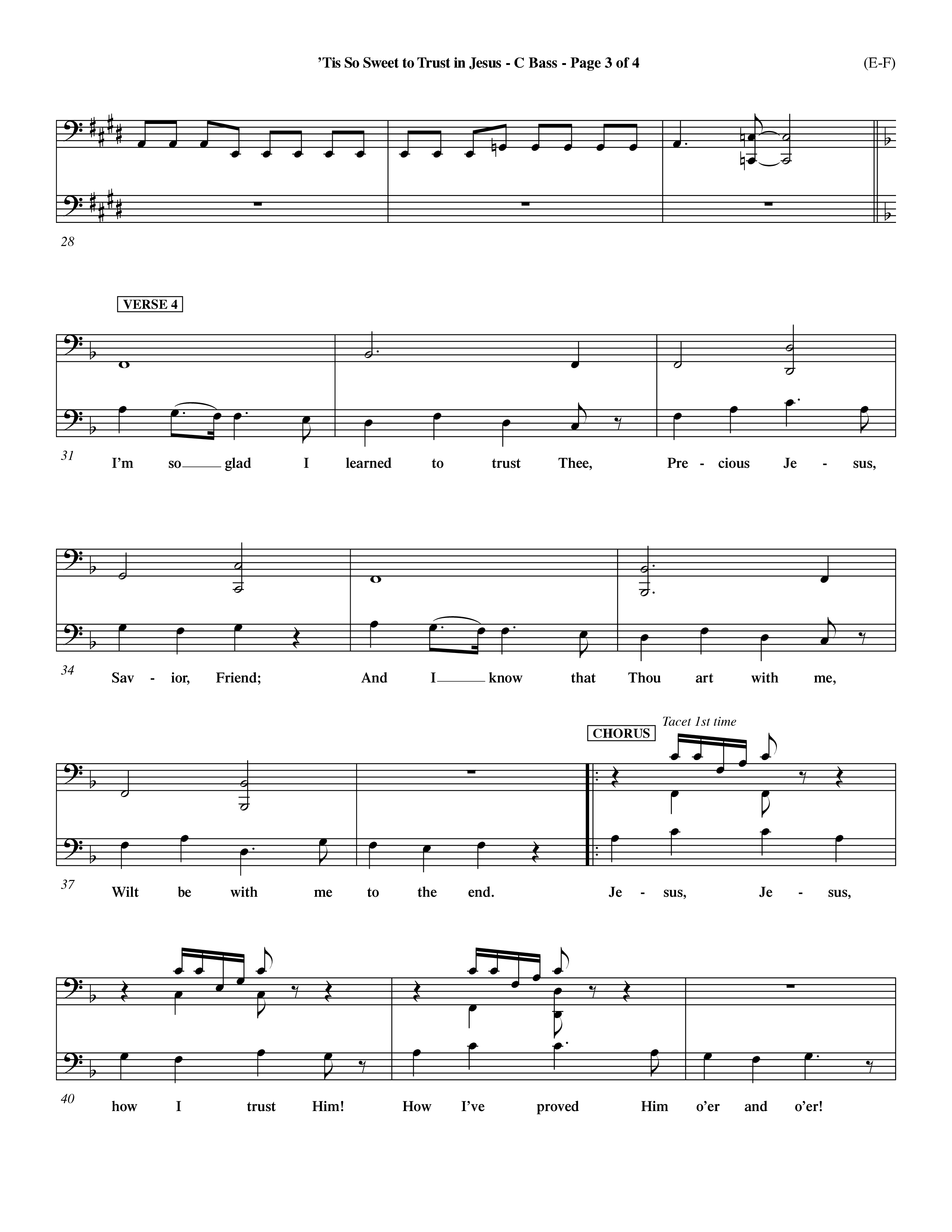 Tis So Sweet To Trust In Jesus (Choral Anthem SATB) Contrabass (Word Music Choral / Arr. Travis Cottrell / Orch. Dave Williamson / Orch. Keith Christopher)