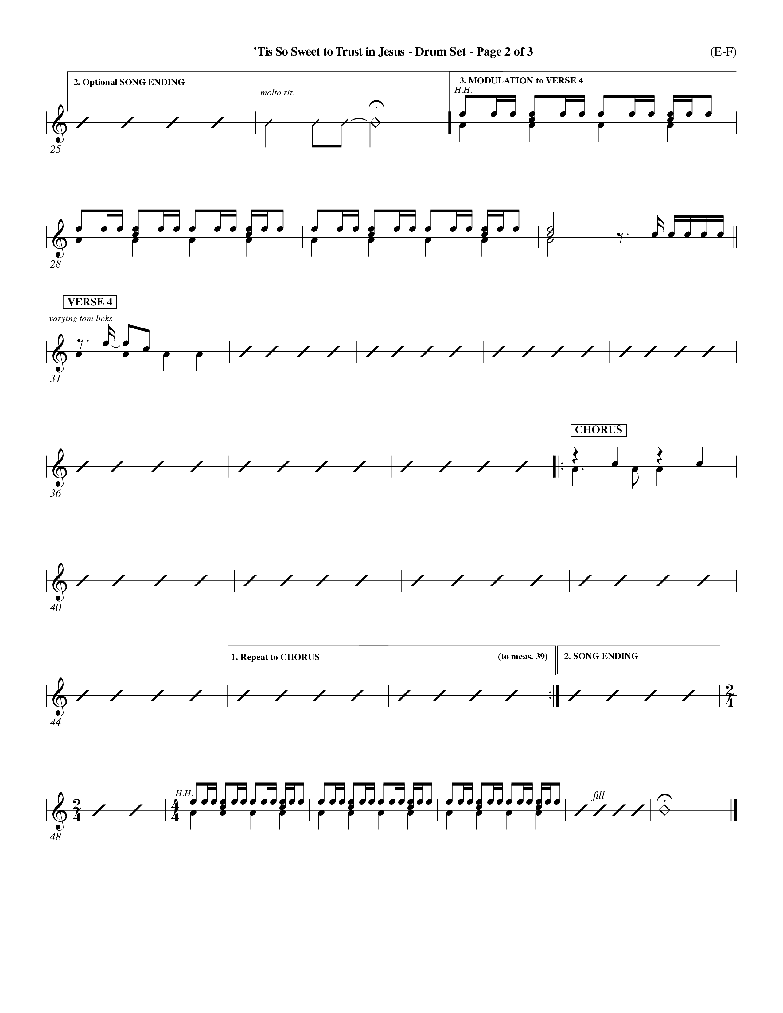 Tis So Sweet To Trust In Jesus (Choral Anthem SATB) Drum Set (Word Music Choral / Arr. Travis Cottrell / Orch. Dave Williamson / Orch. Keith Christopher)
