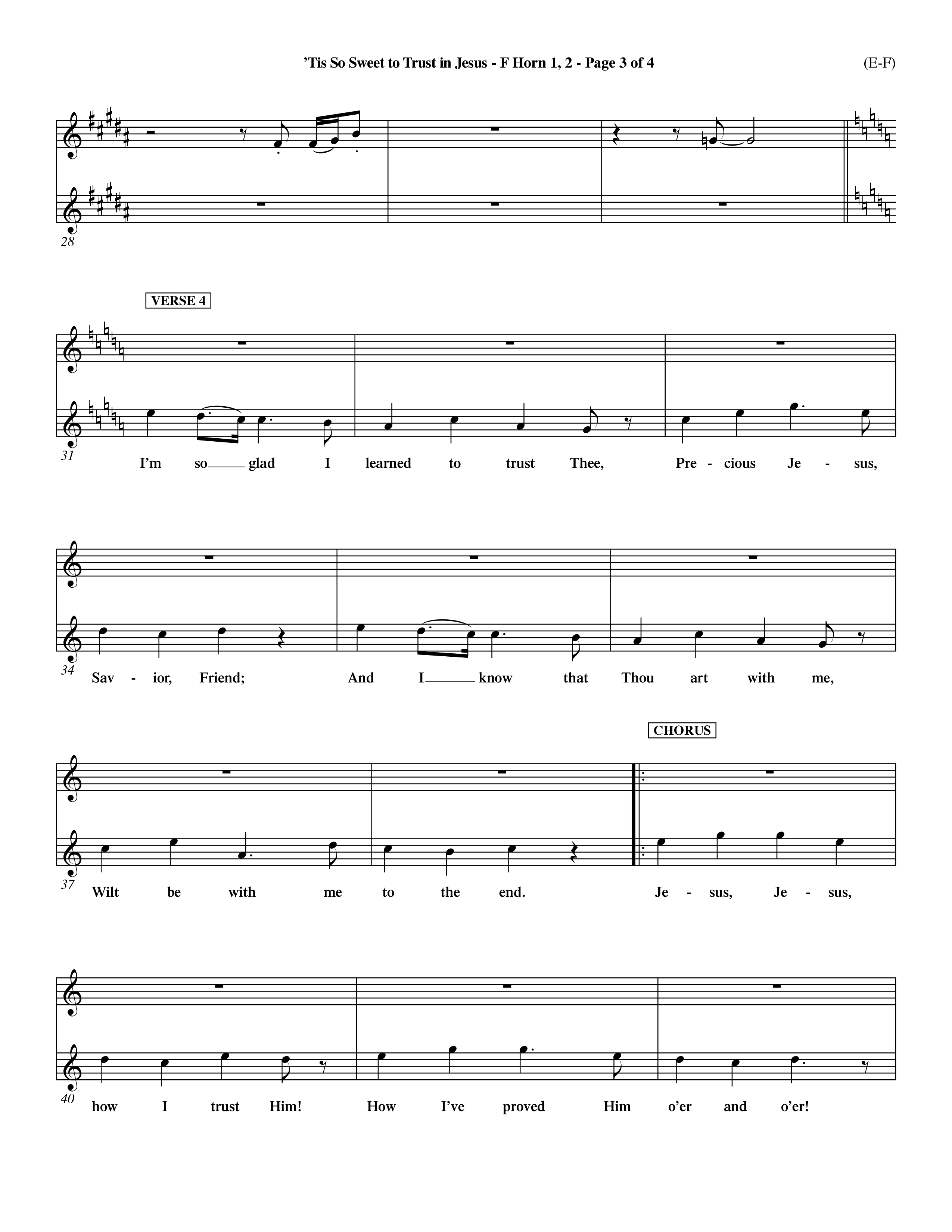 Tis So Sweet To Trust In Jesus (Choral Anthem SATB) French Horn (Word Music Choral / Arr. Travis Cottrell / Orch. Dave Williamson / Orch. Keith Christopher)