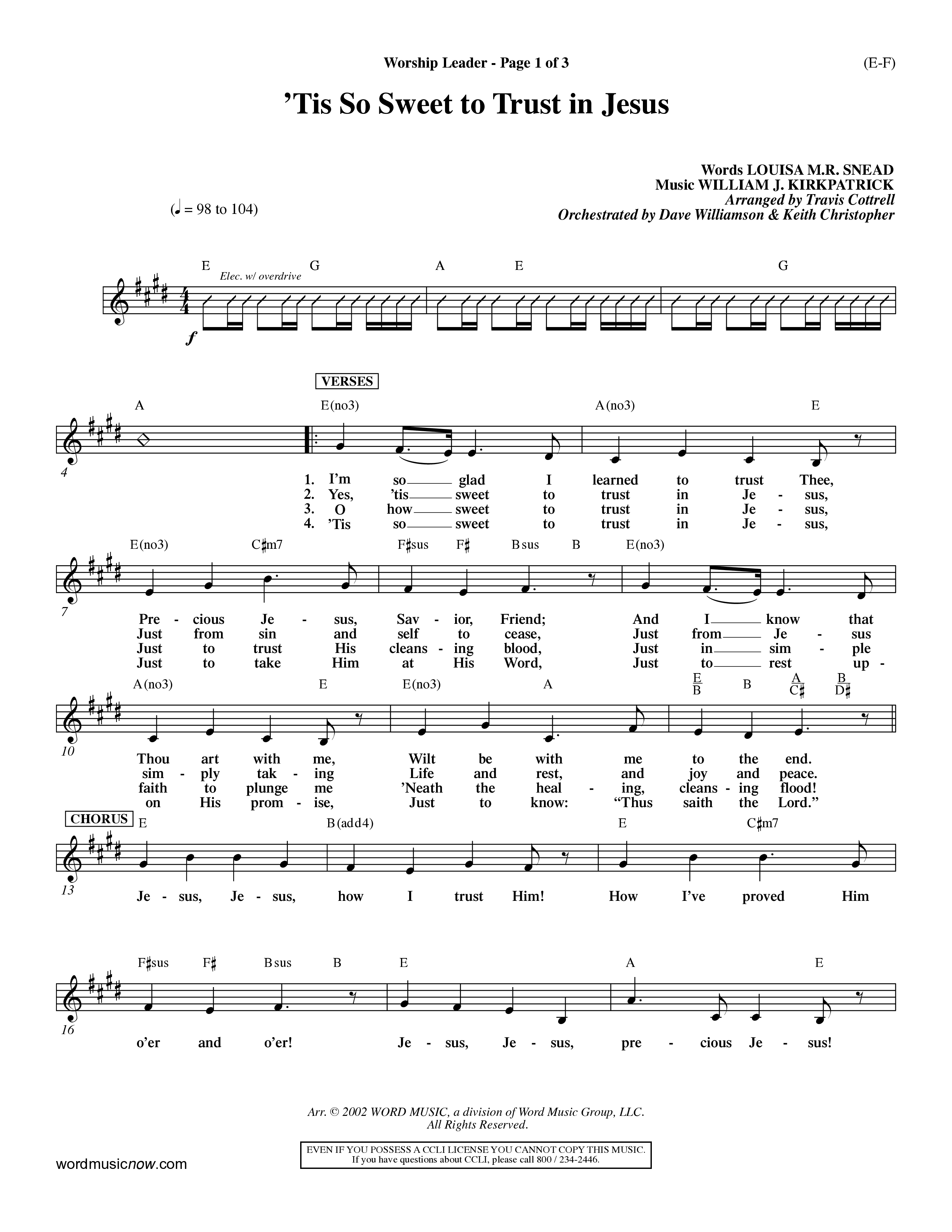 Tis So Sweet To Trust In Jesus (Choral Anthem SATB) Rhythm Pack (Word Music Choral / Arr. Travis Cottrell / Orch. Dave Williamson / Orch. Keith Christopher)