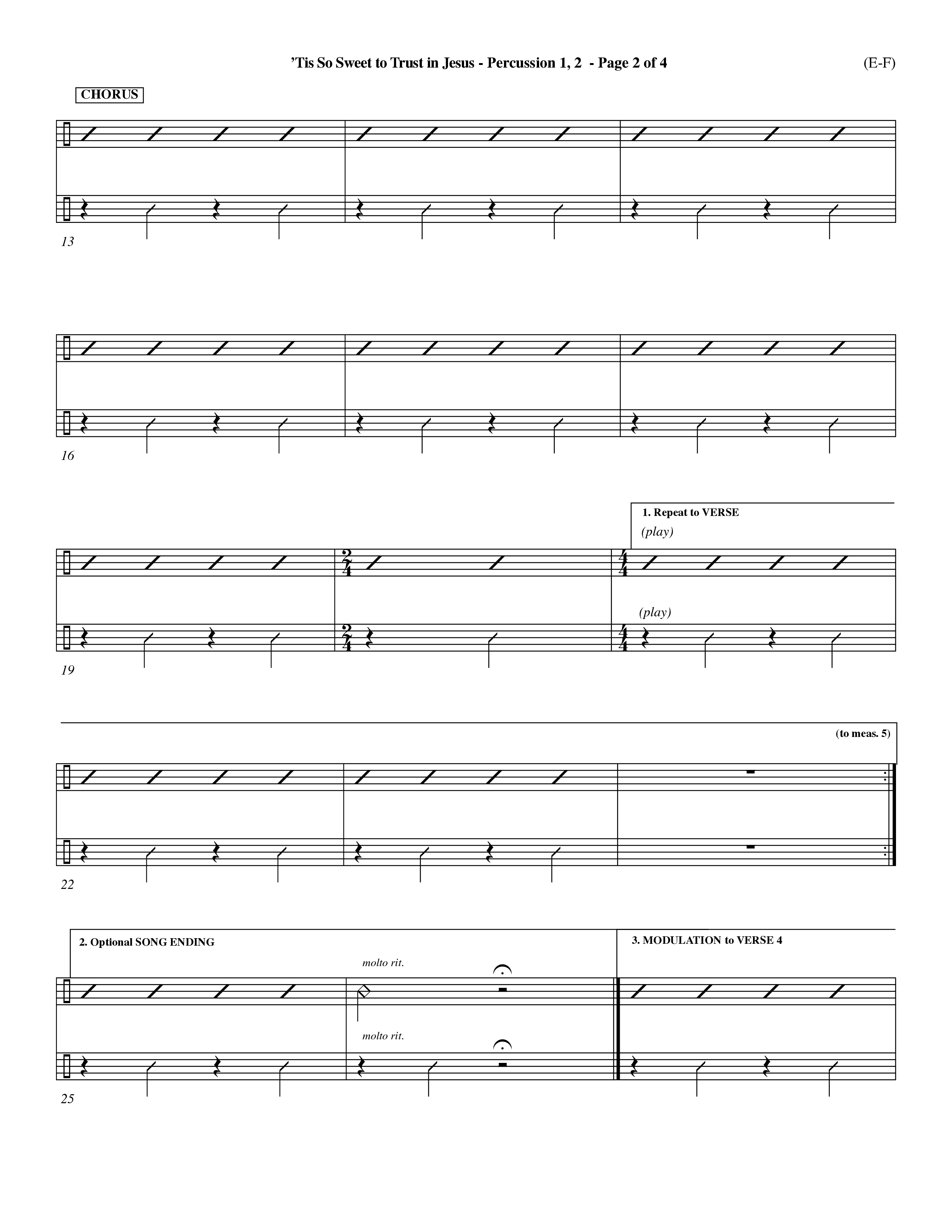 Tis So Sweet To Trust In Jesus (Choral Anthem SATB) Percussion 1/2 (Word Music Choral / Arr. Travis Cottrell / Orch. Dave Williamson / Orch. Keith Christopher)