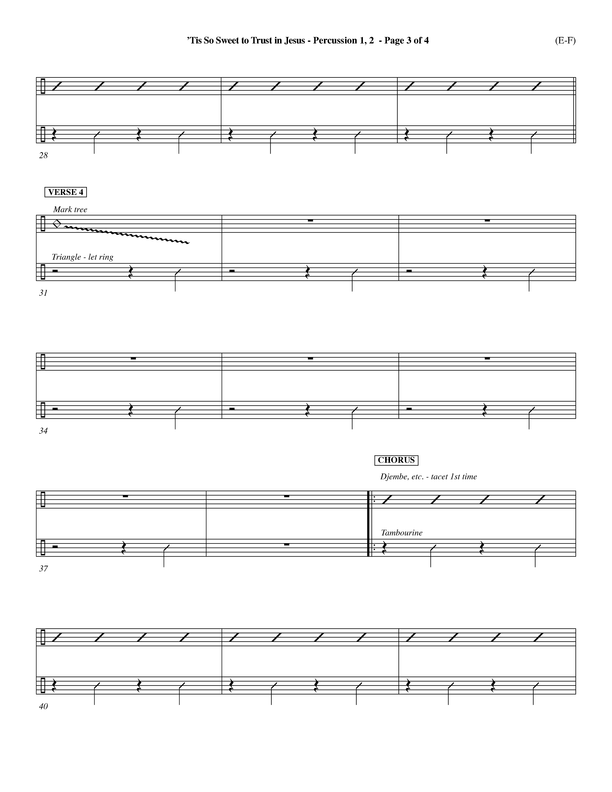 Tis So Sweet To Trust In Jesus (Choral Anthem SATB) Percussion 1/2 (Word Music Choral / Arr. Travis Cottrell / Orch. Dave Williamson / Orch. Keith Christopher)