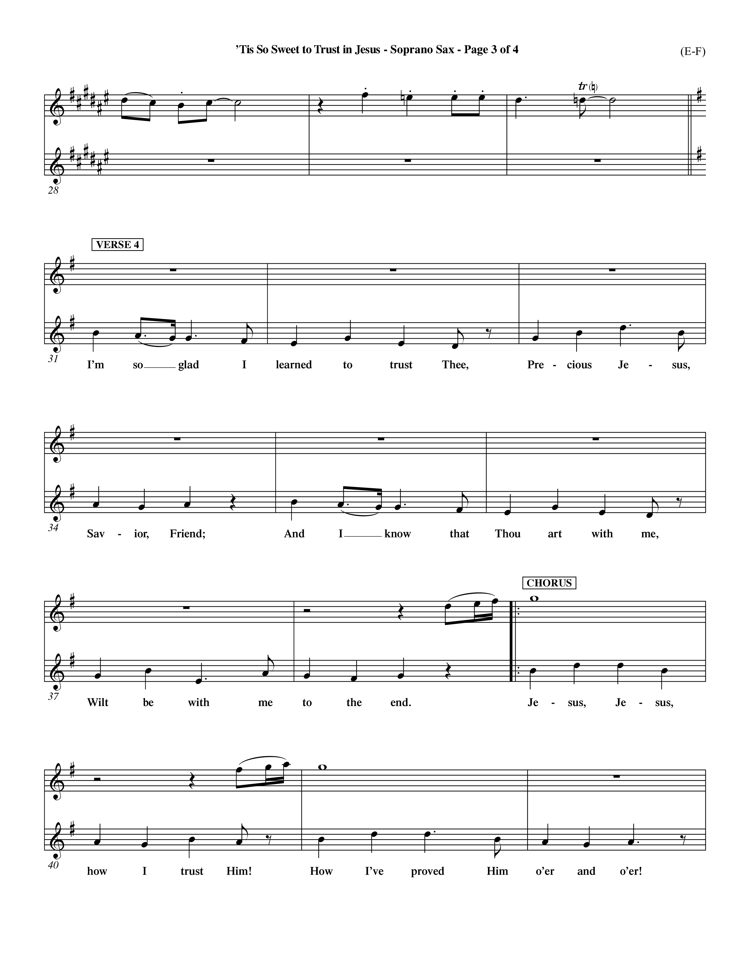 Tis So Sweet To Trust In Jesus (Choral Anthem SATB) Saxophone (Word Music Choral / Arr. Travis Cottrell / Orch. Dave Williamson / Orch. Keith Christopher)