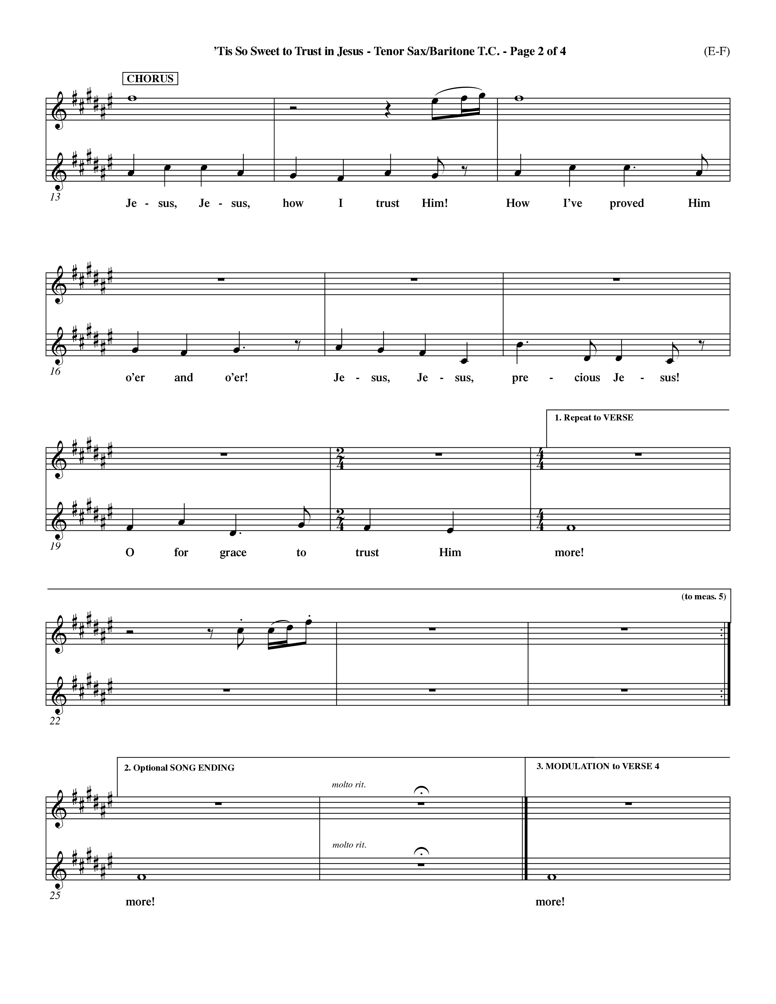 Tis So Sweet To Trust In Jesus (Choral Anthem SATB) Tenor Sax/Baritone T.C. (Word Music Choral / Arr. Travis Cottrell / Orch. Dave Williamson / Orch. Keith Christopher)