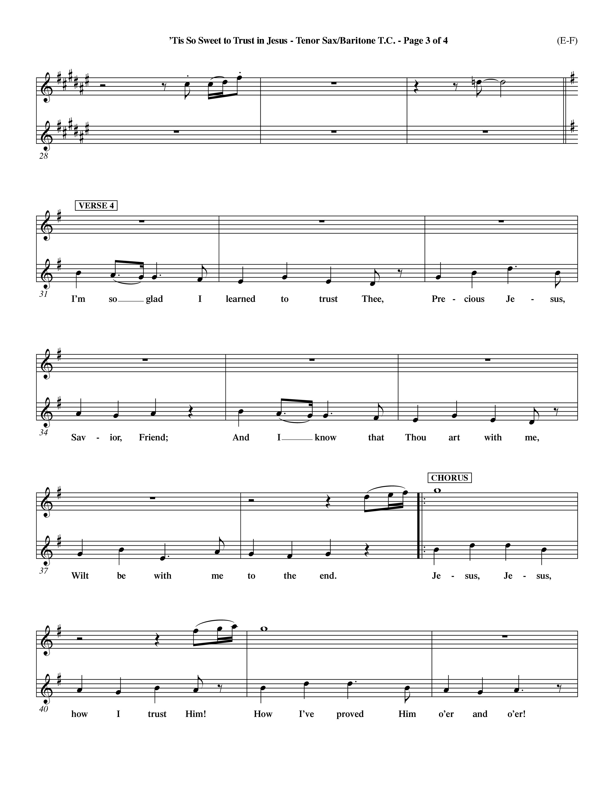 Tis So Sweet To Trust In Jesus (Choral Anthem SATB) Tenor Sax/Baritone T.C. (Word Music Choral / Arr. Travis Cottrell / Orch. Dave Williamson / Orch. Keith Christopher)