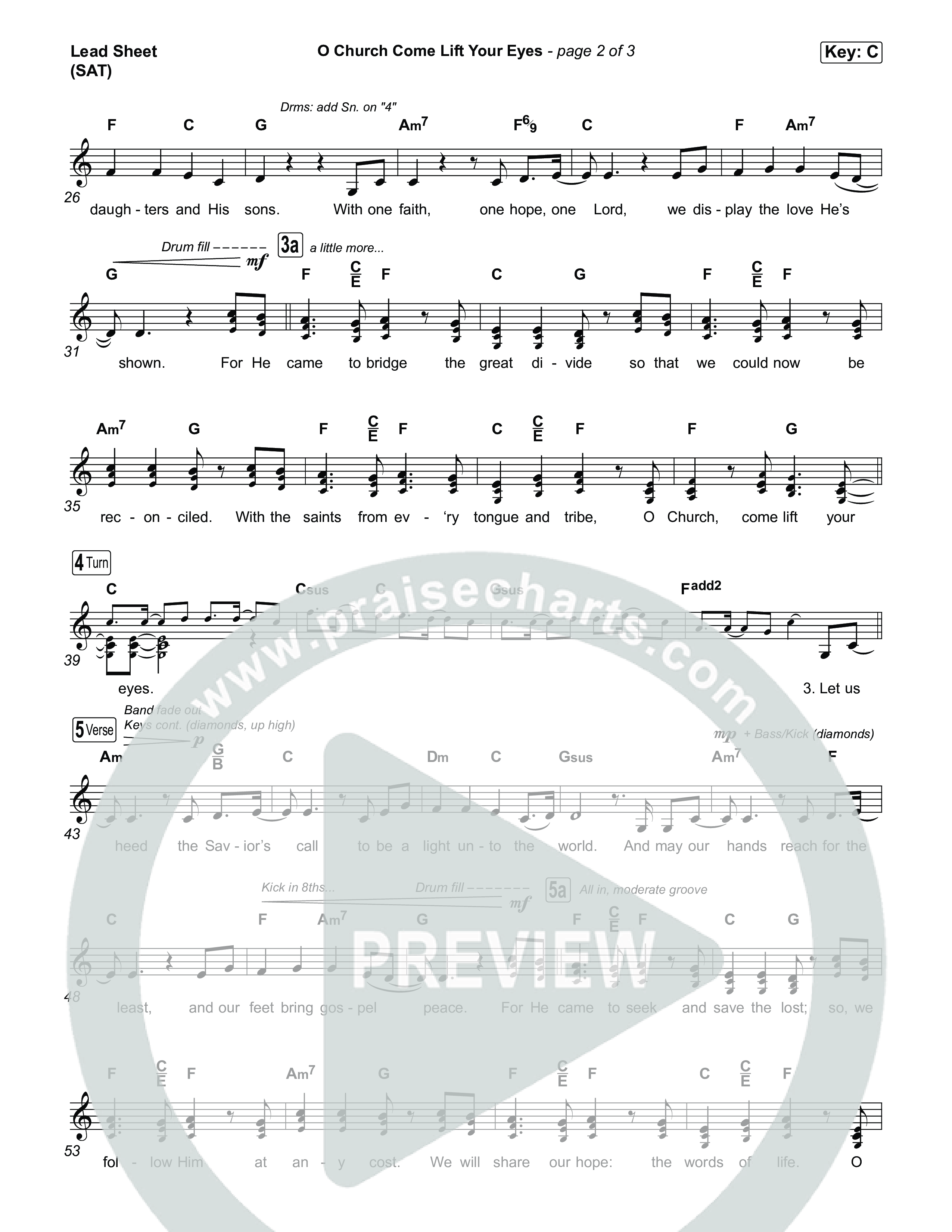 O Church Come Lift Your Eyes Lead Sheet (SAT) (Jordan Kauflin)