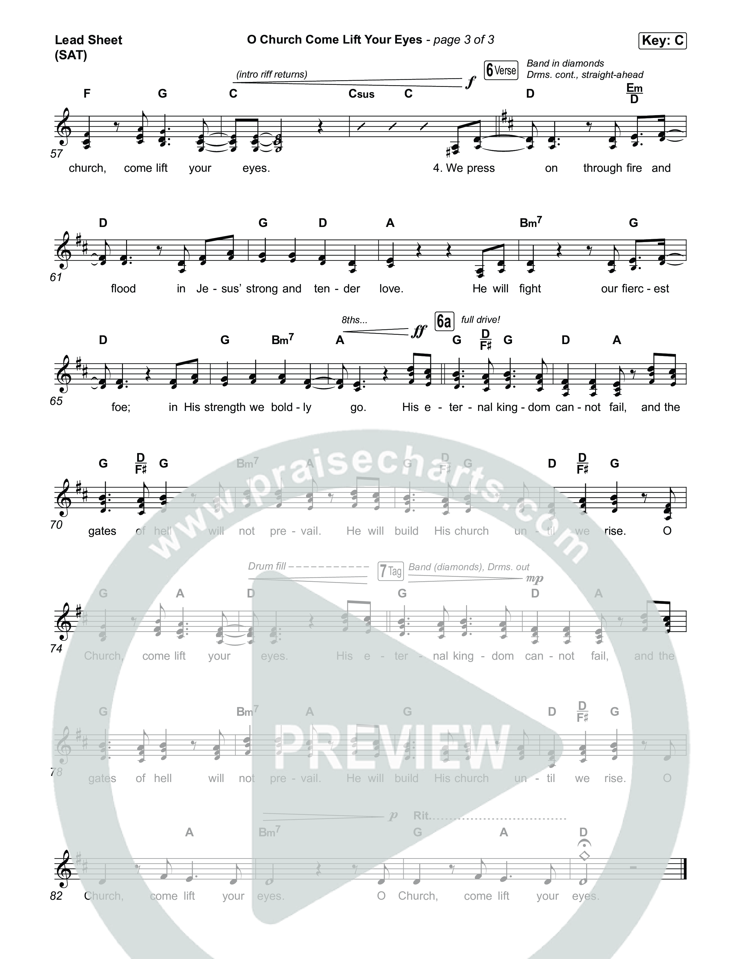 O Church Come Lift Your Eyes Lead Sheet (SAT) (Jordan Kauflin)