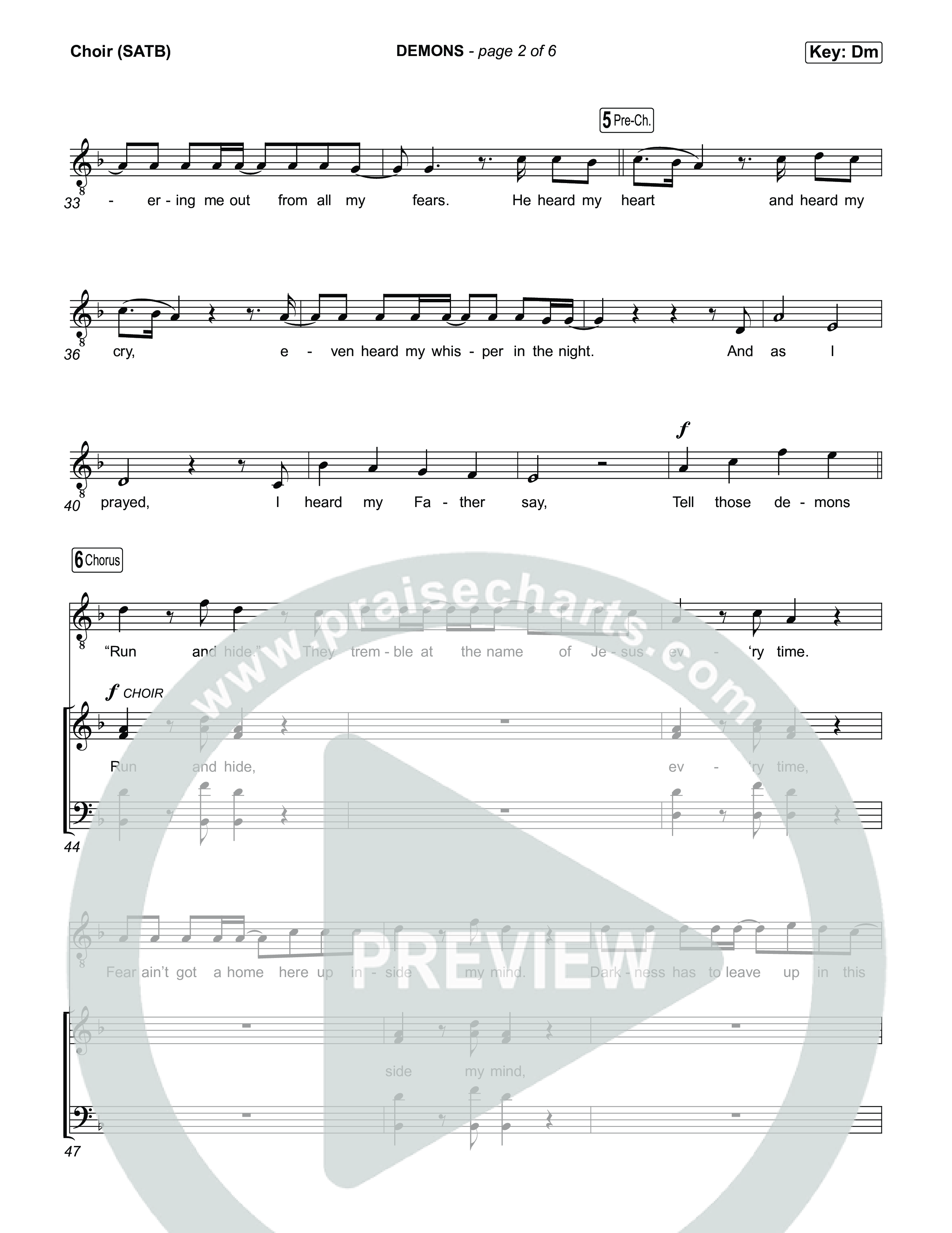 DEMONS Choir Sheet (SATB) (Josiah Queen)