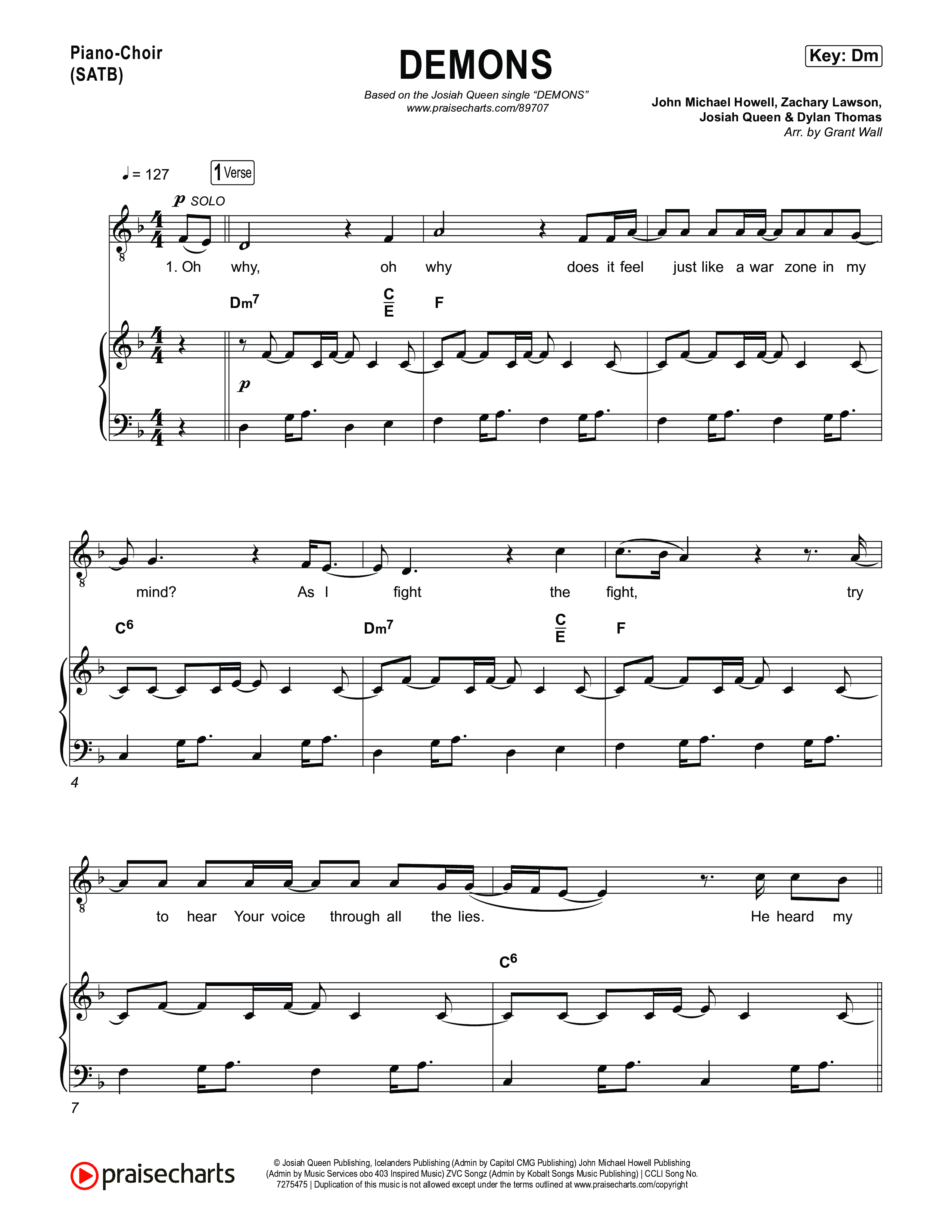 DEMONS Piano/Vocal Pack (Josiah Queen)