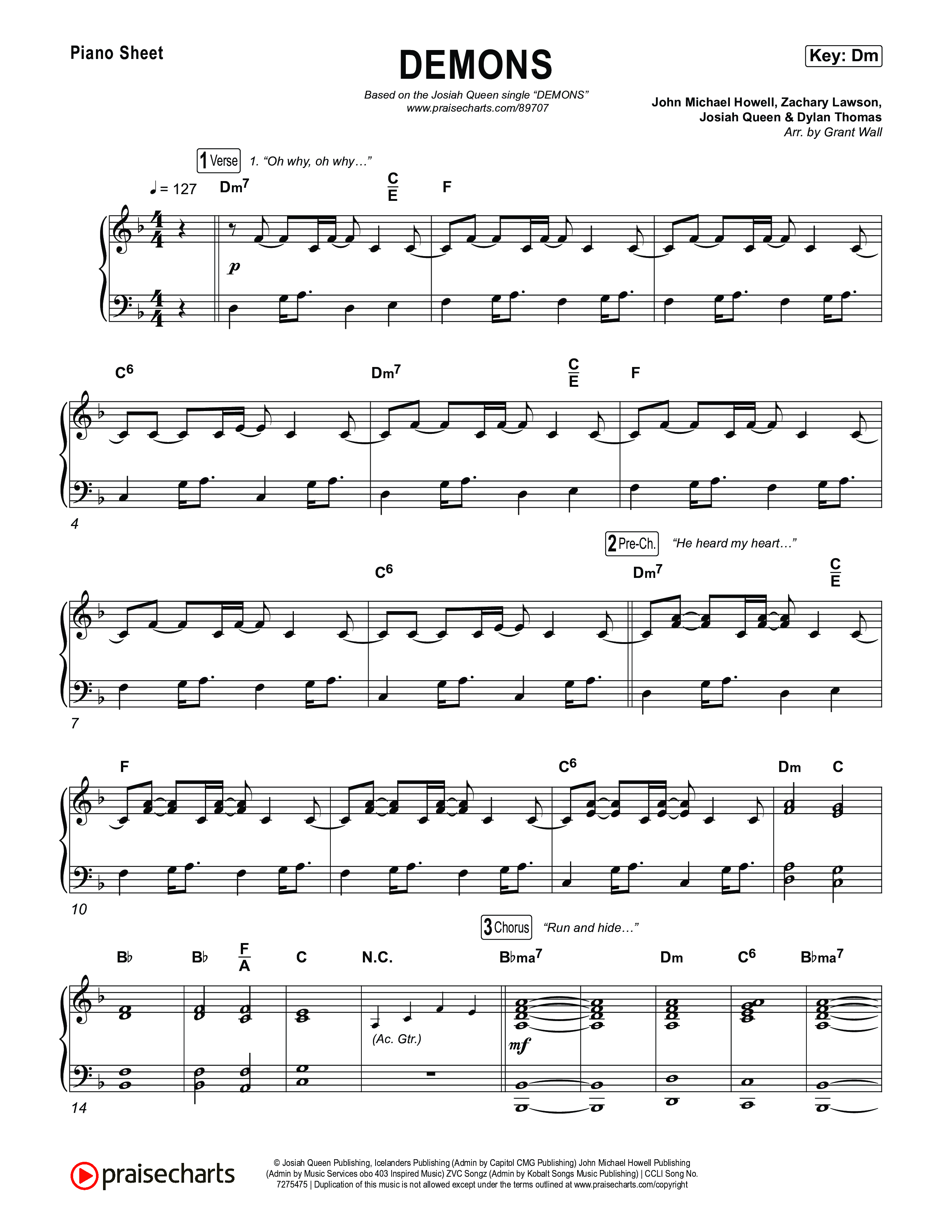 DEMONS Piano Sheet (Josiah Queen)