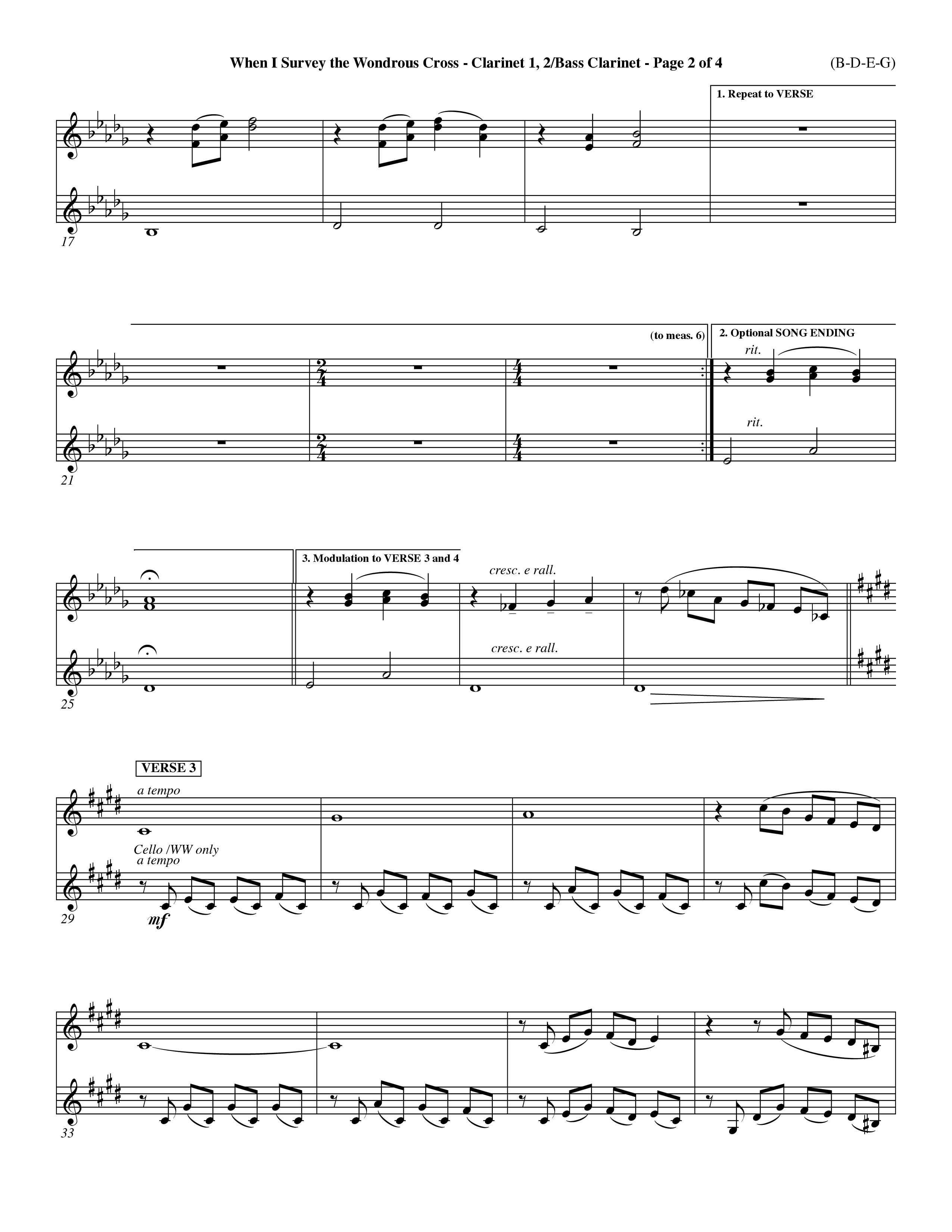 When I Survey The Wondrous Cross (Choral Anthem SATB) Clarinet 1/2, Bass Clarinet (Word Music Choral / Arr. John Coates / Orch. Dave Williamson / Orch. Keith Christopher)