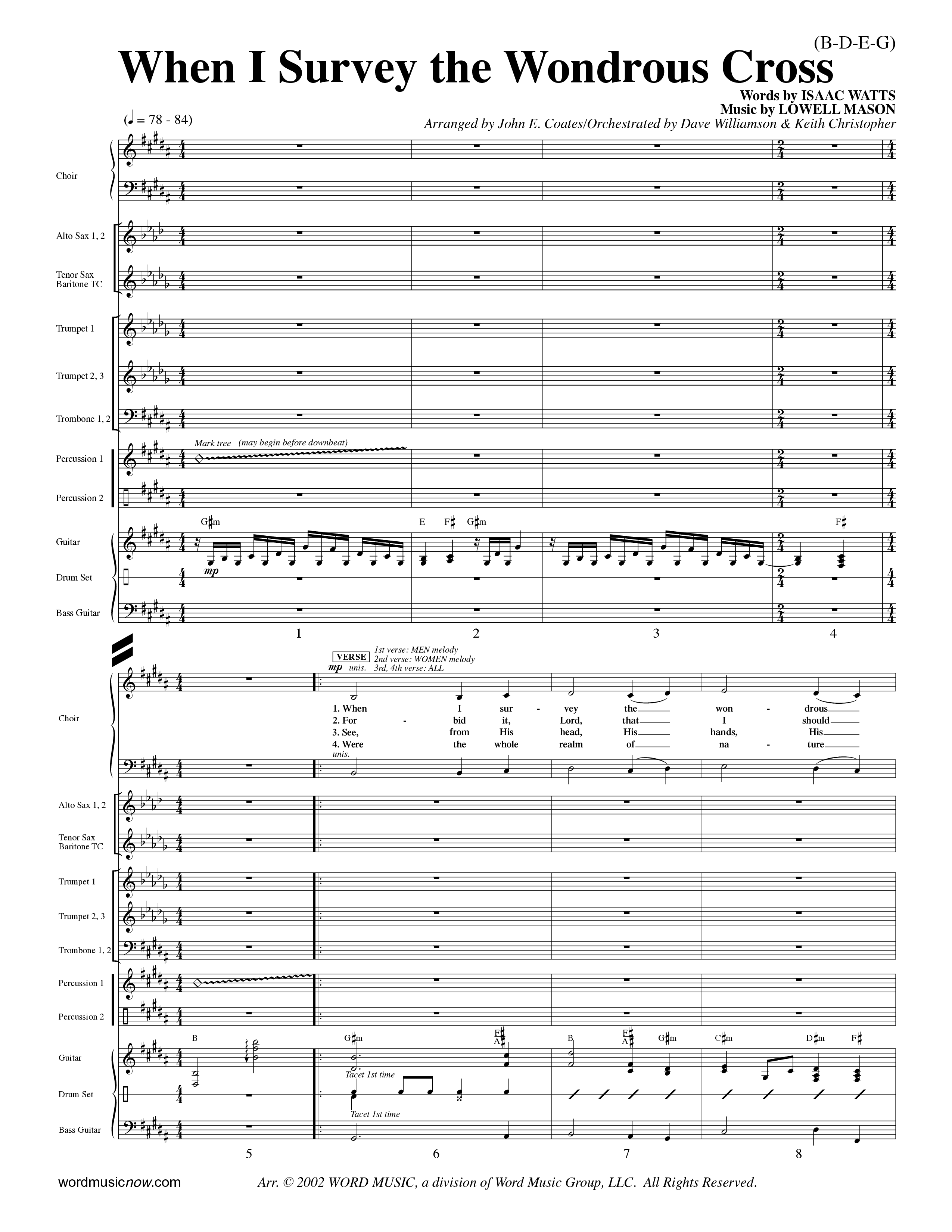 When I Survey The Wondrous Cross (Choral Anthem SATB) Conductor's Score (Word Music Choral / Arr. John Coates / Orch. Dave Williamson / Orch. Keith Christopher)