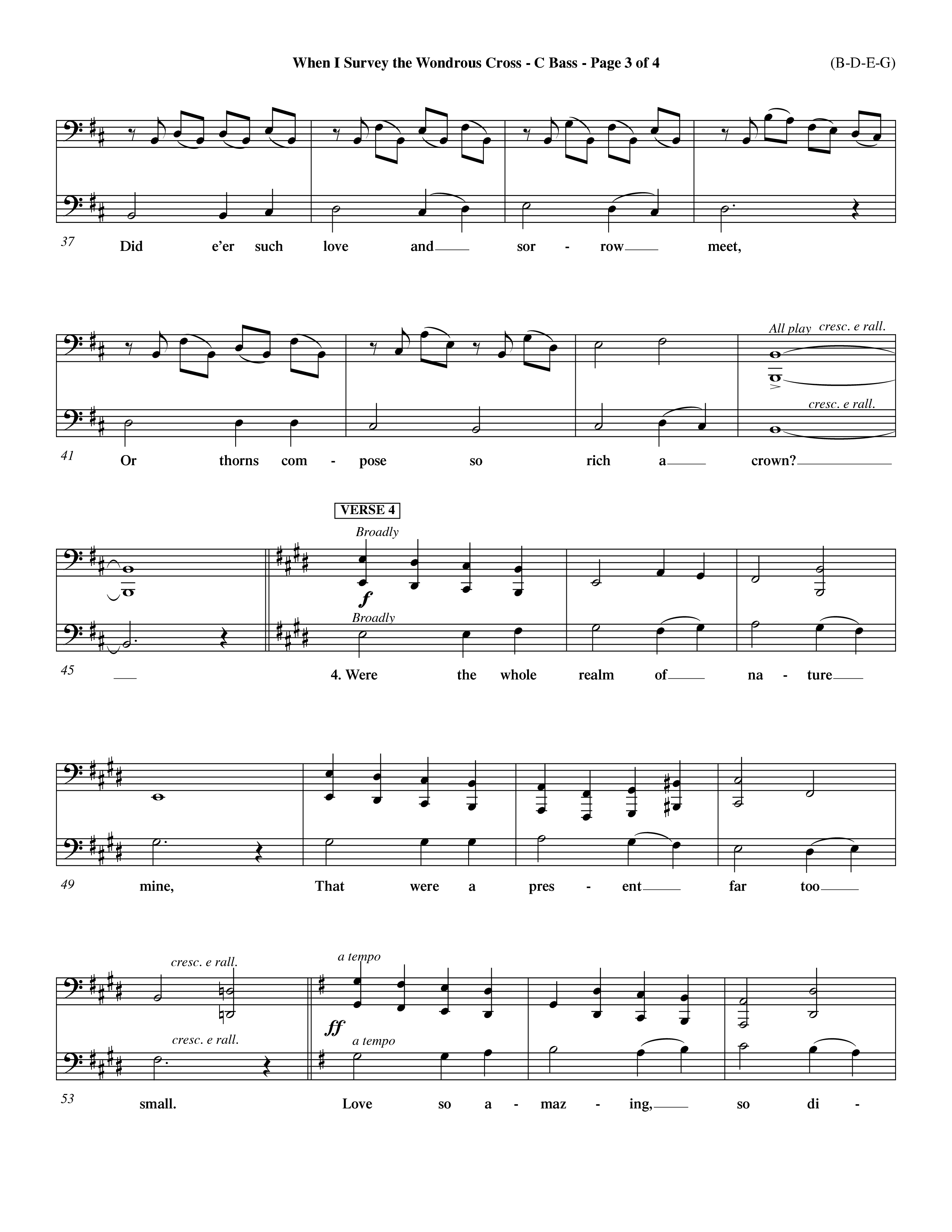 When I Survey The Wondrous Cross (Choral Anthem SATB) Contrabass (Word Music Choral / Arr. John Coates / Orch. Dave Williamson / Orch. Keith Christopher)