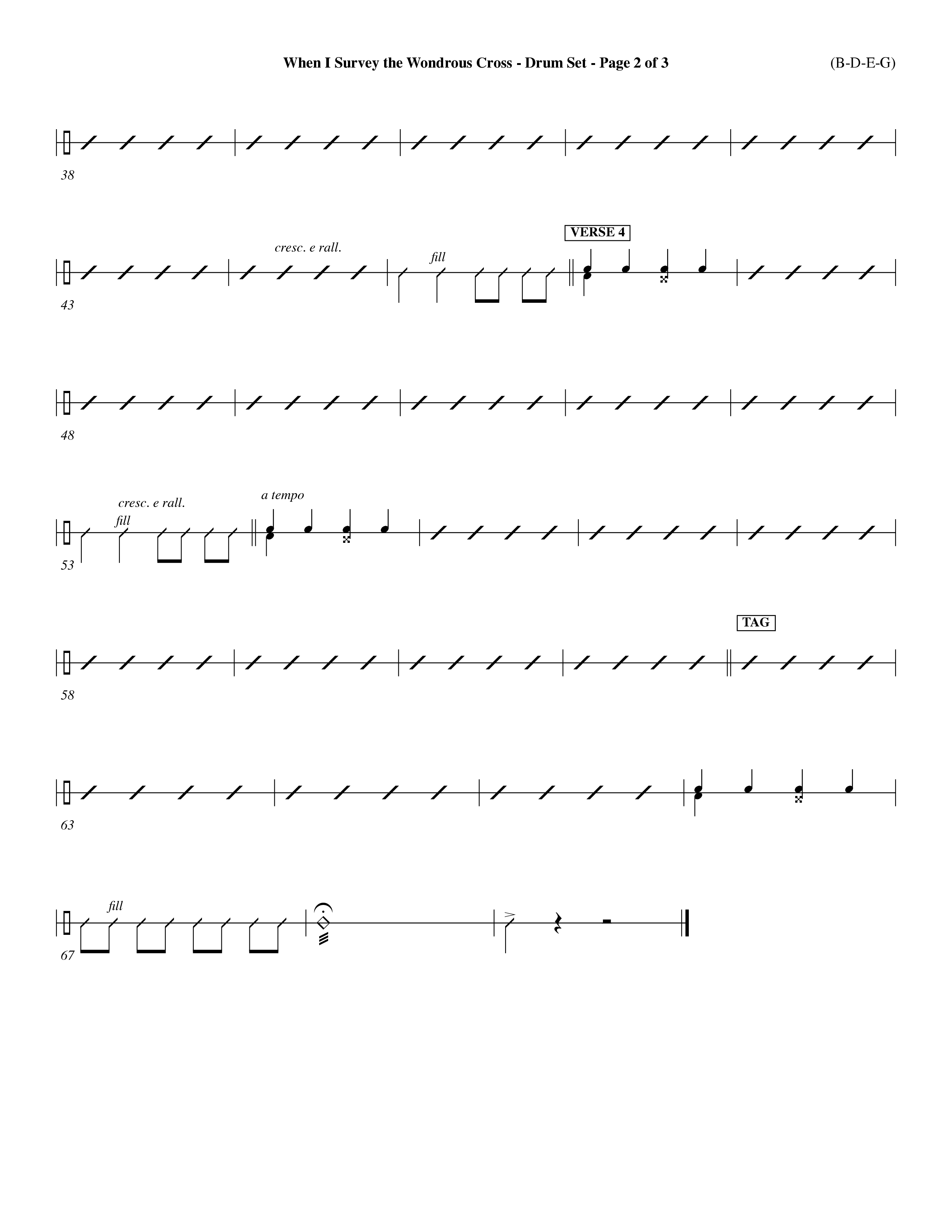 When I Survey The Wondrous Cross (Choral Anthem SATB) Drum Set (Word Music Choral / Arr. John Coates / Orch. Dave Williamson / Orch. Keith Christopher)