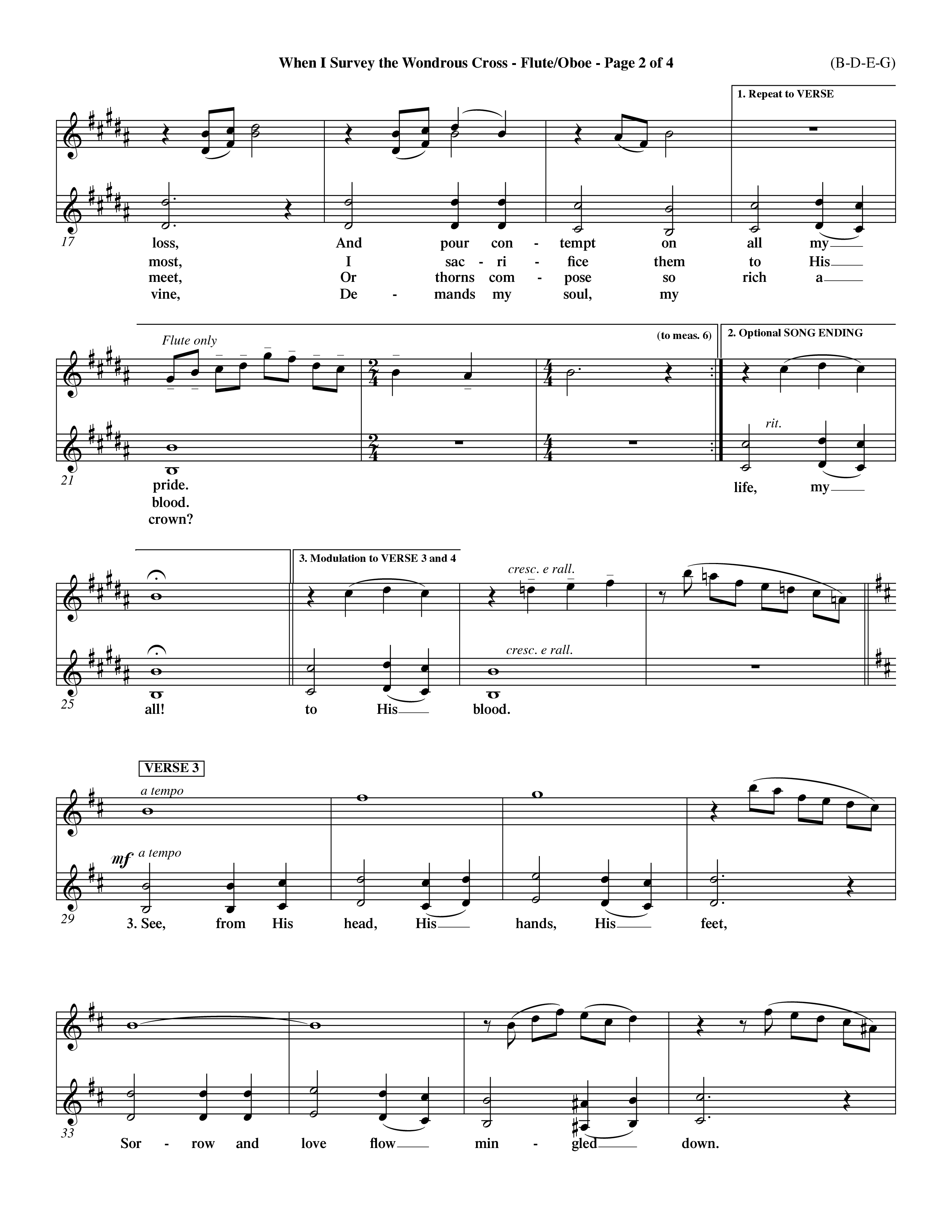 When I Survey The Wondrous Cross (Choral Anthem SATB) Flute/Oboe (Word Music Choral / Arr. John Coates / Orch. Dave Williamson / Orch. Keith Christopher)