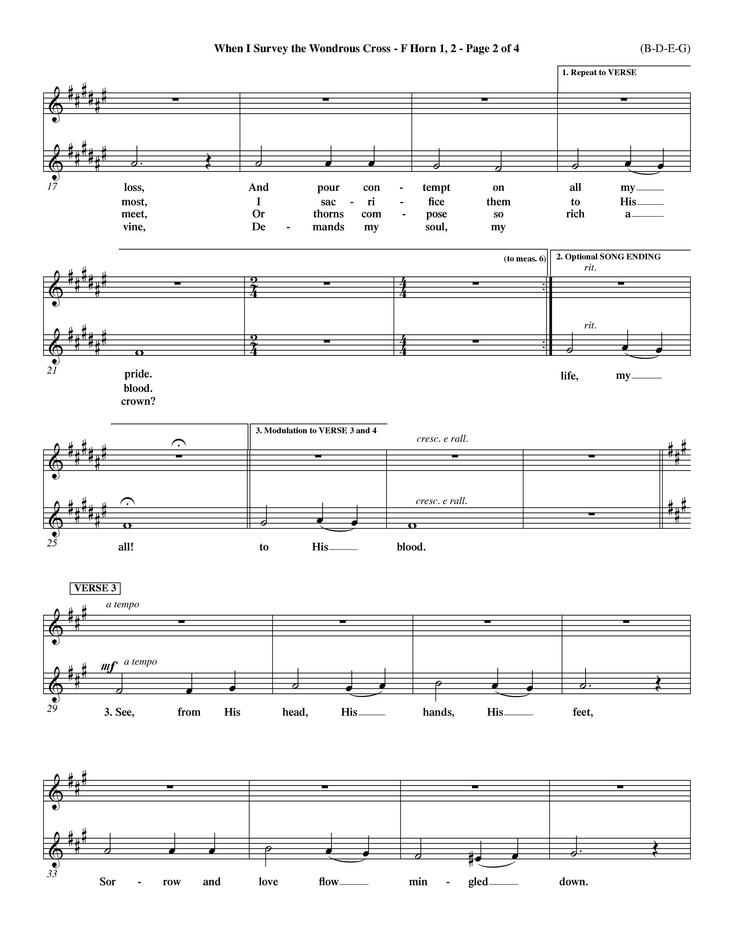 When I Survey The Wondrous Cross (Choral Anthem SATB) French Horn (Word Music Choral / Arr. John Coates / Orch. Dave Williamson / Orch. Keith Christopher)