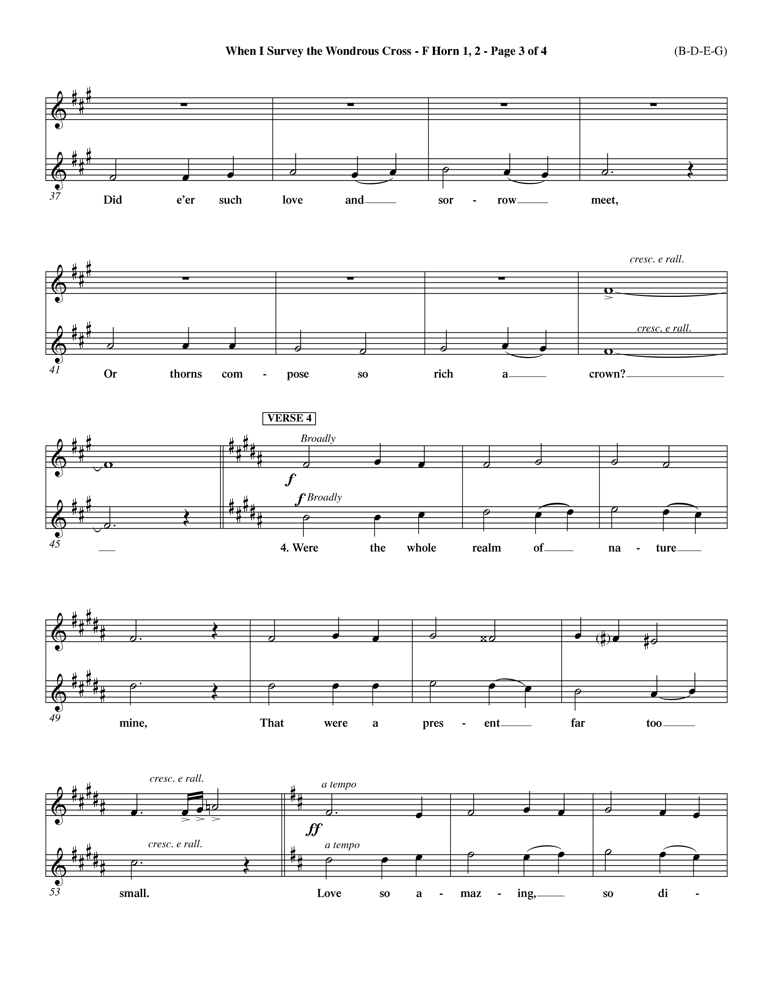 When I Survey The Wondrous Cross (Choral Anthem SATB) French Horn (Word Music Choral / Arr. John Coates / Orch. Dave Williamson / Orch. Keith Christopher)