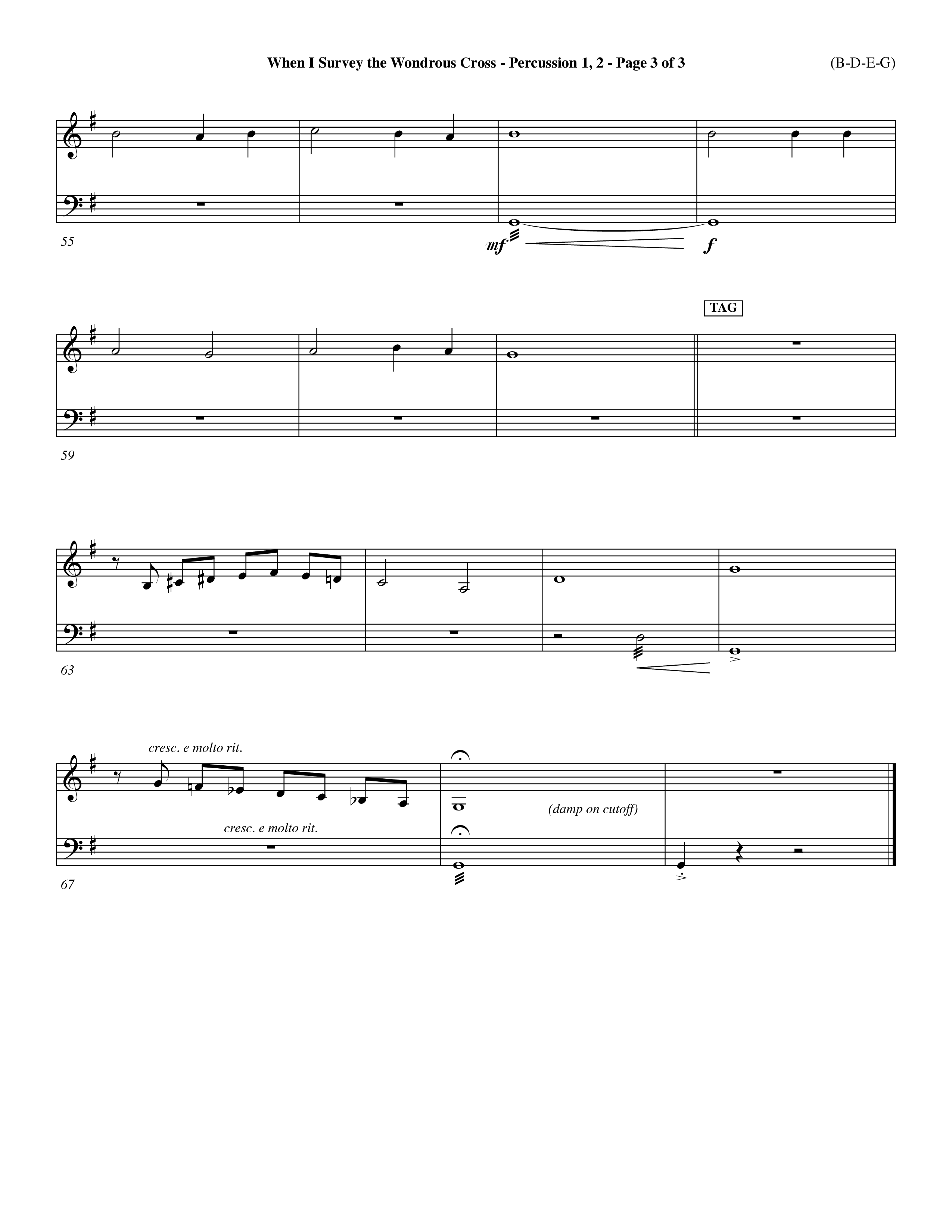 When I Survey The Wondrous Cross (Choral Anthem SATB) Percussion 1/2 (Word Music Choral / Arr. John Coates / Orch. Dave Williamson / Orch. Keith Christopher)