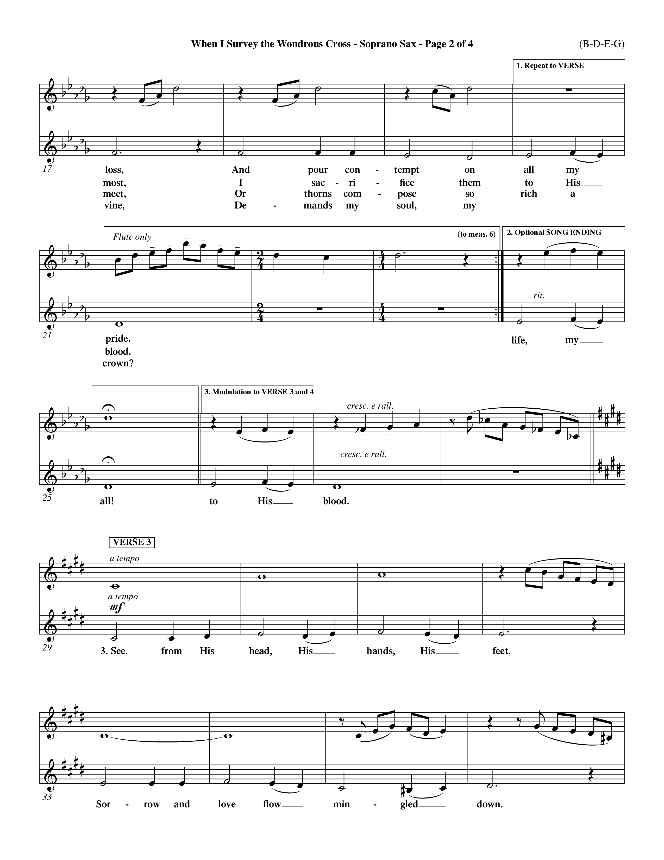 When I Survey The Wondrous Cross (Choral Anthem SATB) Saxophone (Word Music Choral / Arr. John Coates / Orch. Dave Williamson / Orch. Keith Christopher)