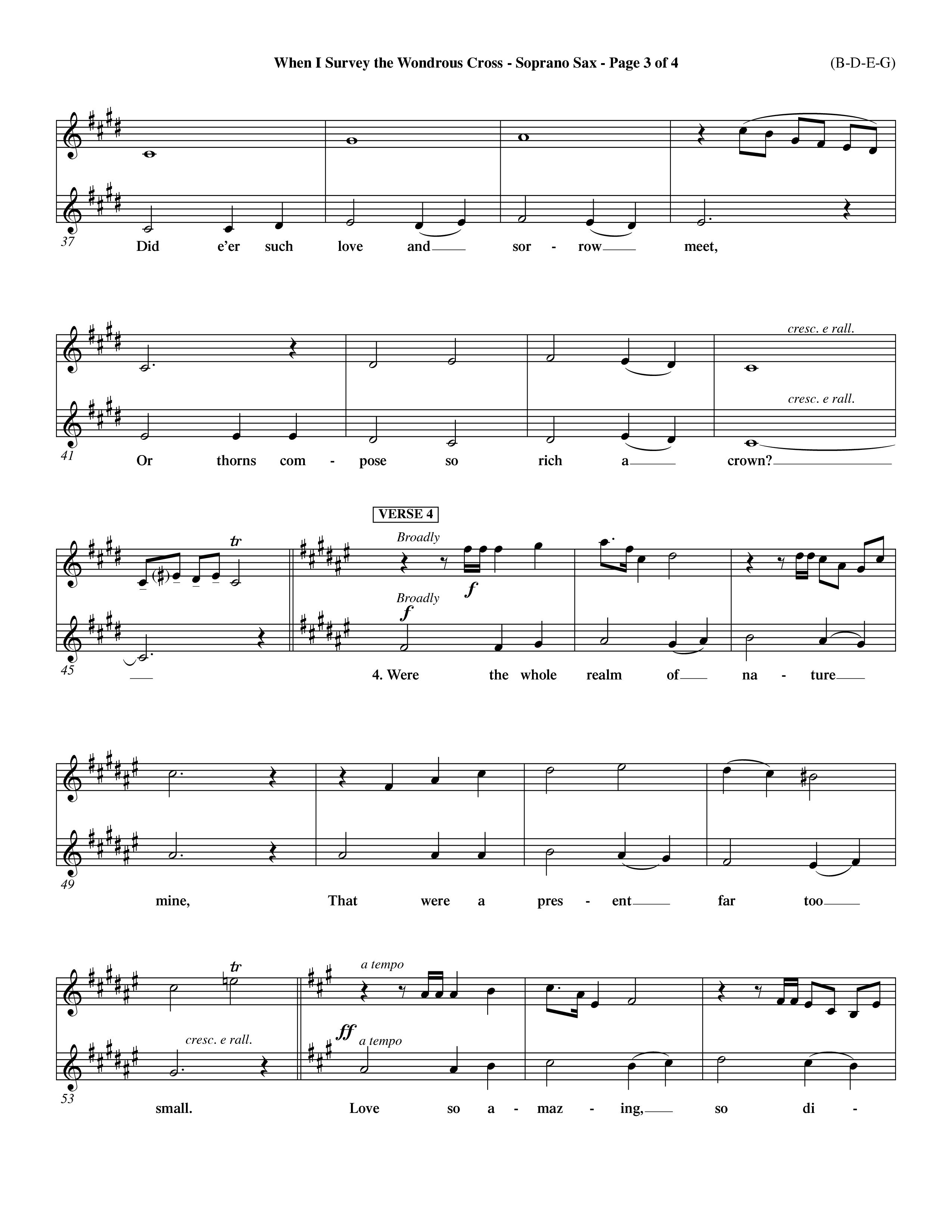 When I Survey The Wondrous Cross (Choral Anthem SATB) Saxophone (Word Music Choral / Arr. John Coates / Orch. Dave Williamson / Orch. Keith Christopher)