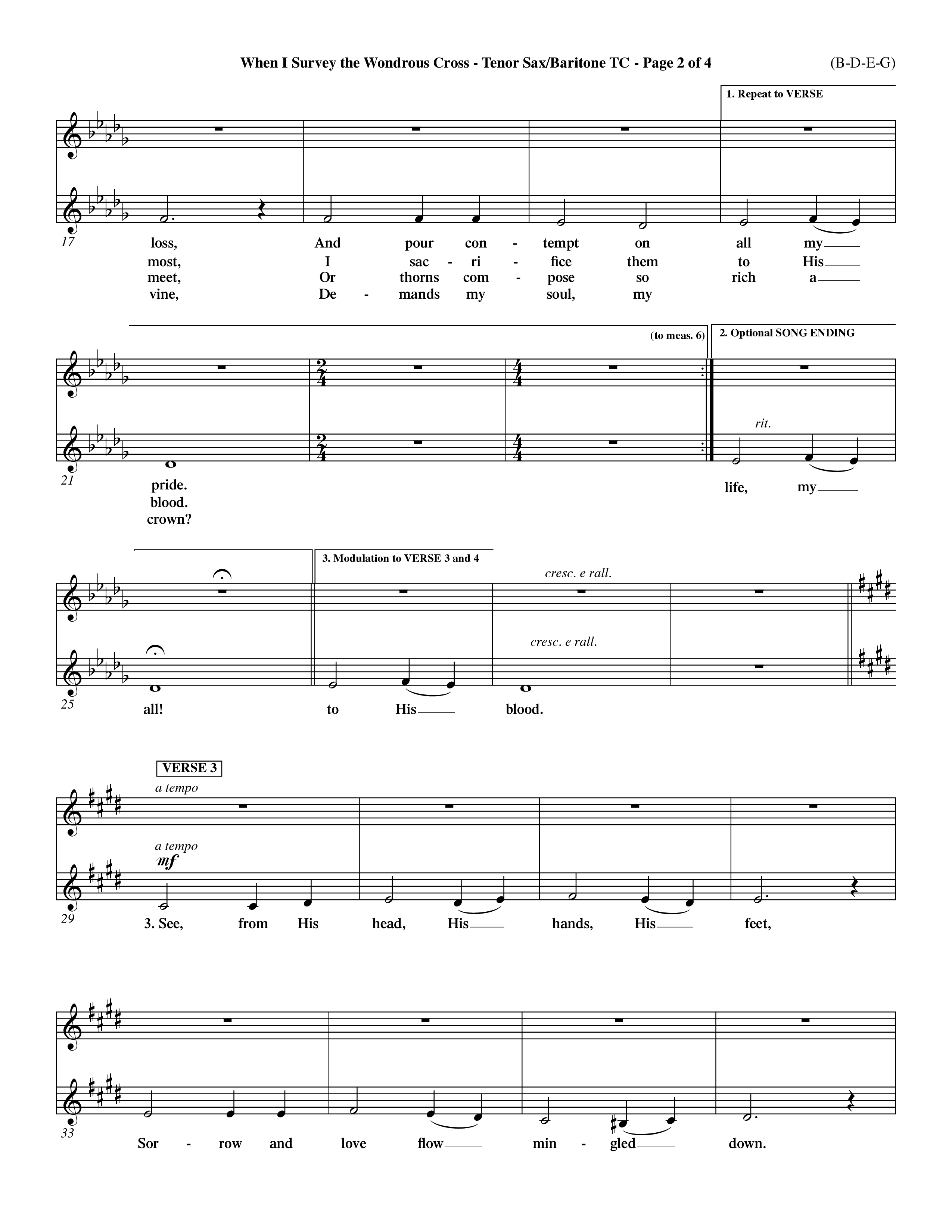 When I Survey The Wondrous Cross (Choral Anthem SATB) Tenor Sax/Baritone T.C. (Word Music Choral / Arr. John Coates / Orch. Dave Williamson / Orch. Keith Christopher)