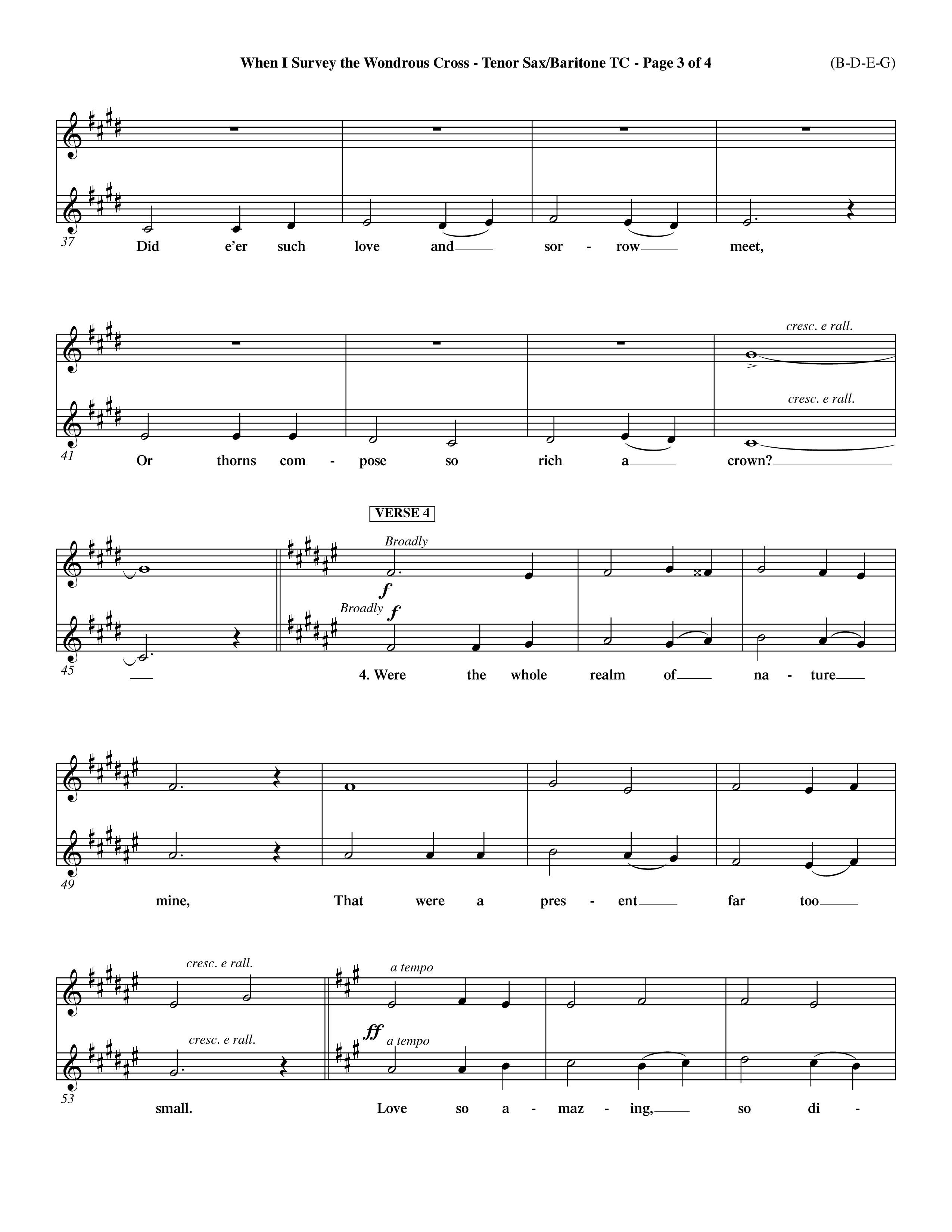 When I Survey The Wondrous Cross (Choral Anthem SATB) Tenor Sax/Baritone T.C. (Word Music Choral / Arr. John Coates / Orch. Dave Williamson / Orch. Keith Christopher)
