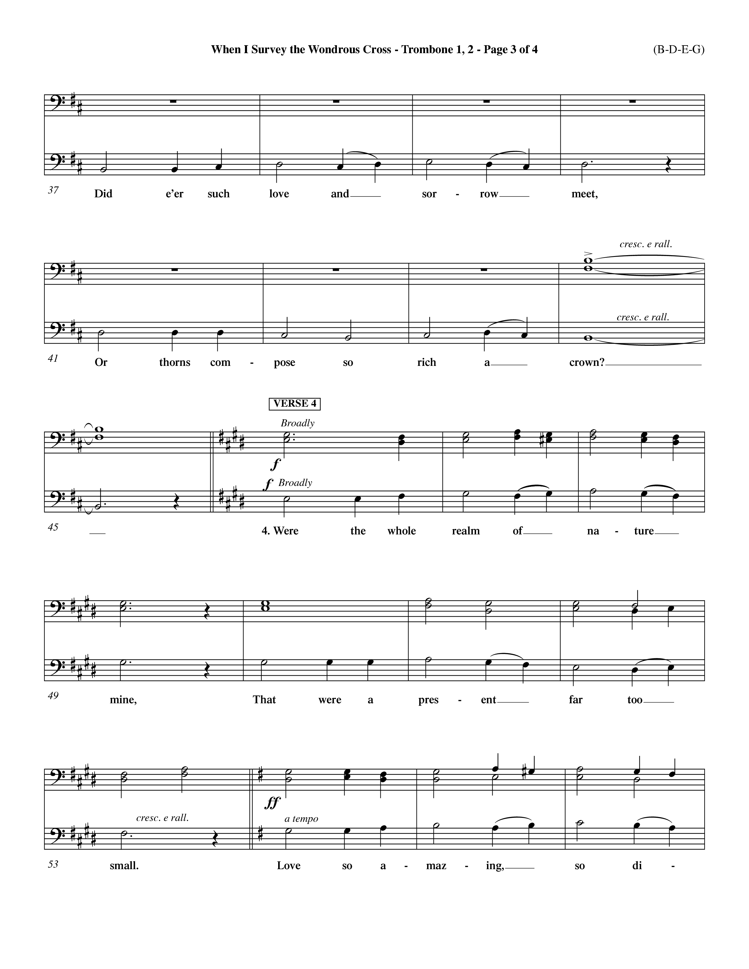 When I Survey The Wondrous Cross (Choral Anthem SATB) Trombone 1/2 (Word Music Choral / Arr. John Coates / Orch. Dave Williamson / Orch. Keith Christopher)